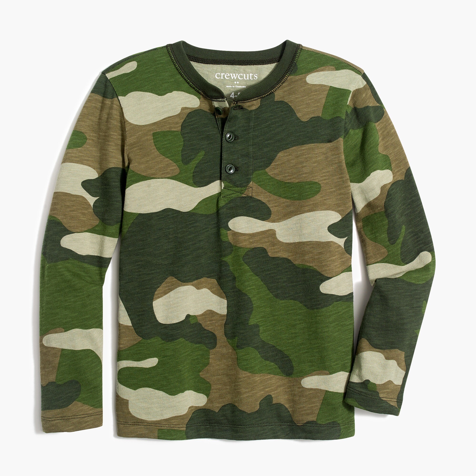 Boys' long-sleeve slub cotton henley