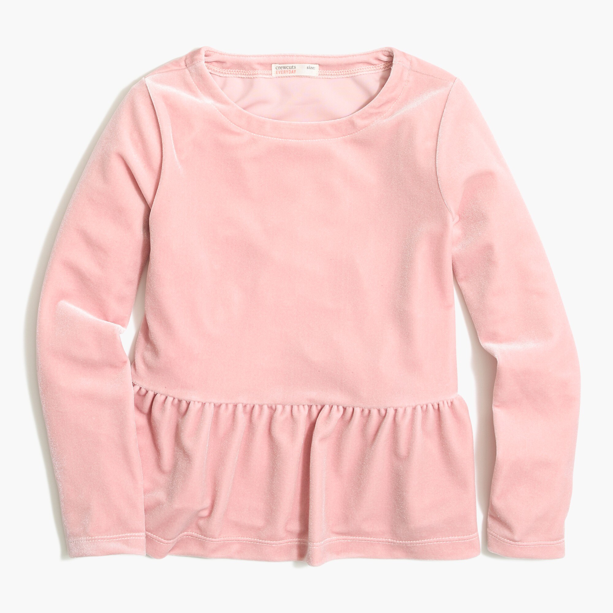 girls' long-sleeve velvet peplum top for girls