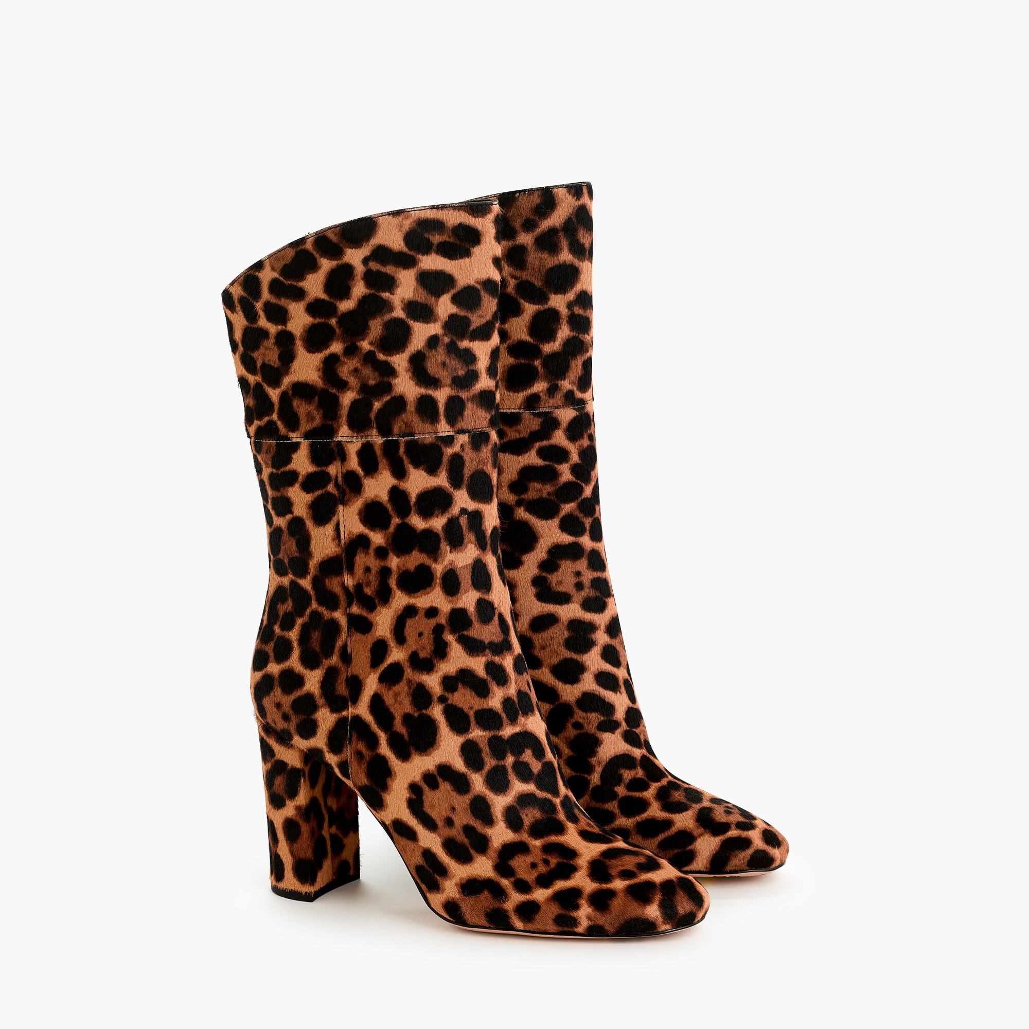 J.Crew: Midcalf High-heel Boots In Leopard Calf Hair