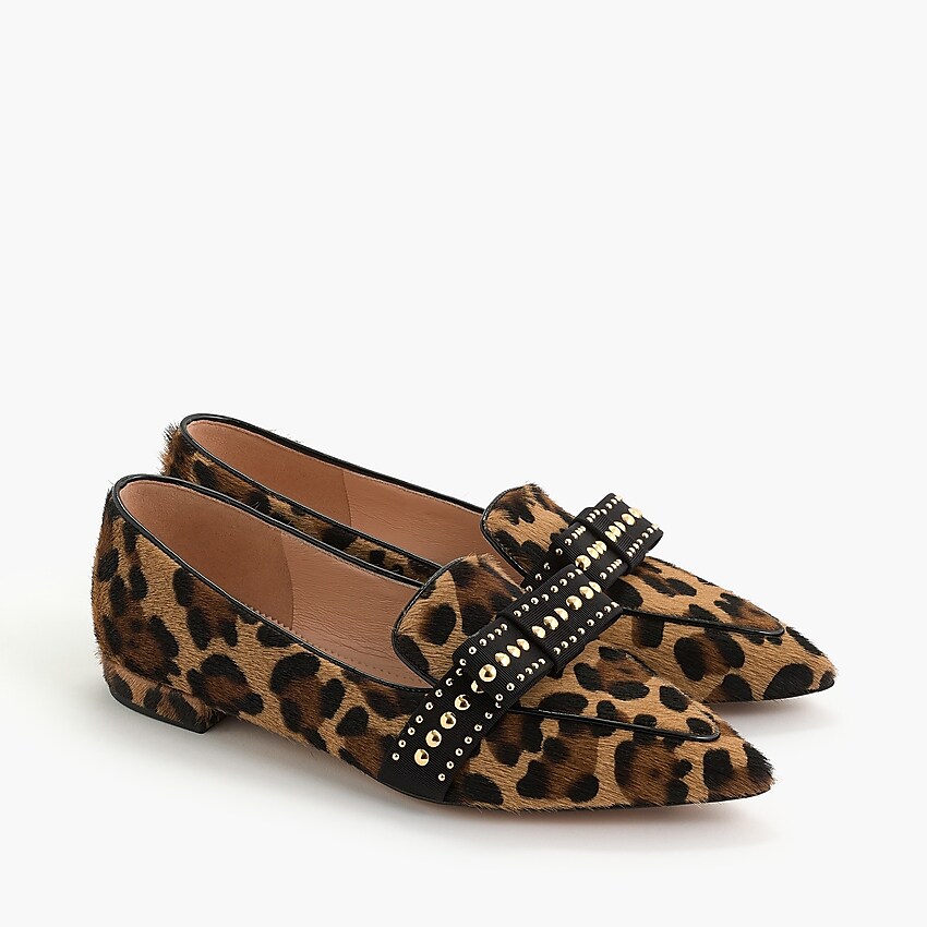 j.crew: gwen flats in leopard calf hair, right side, view zoomed
