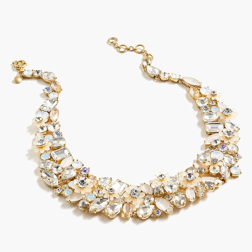 j.crew: botanical cluster statement necklace, right side, view zoomed