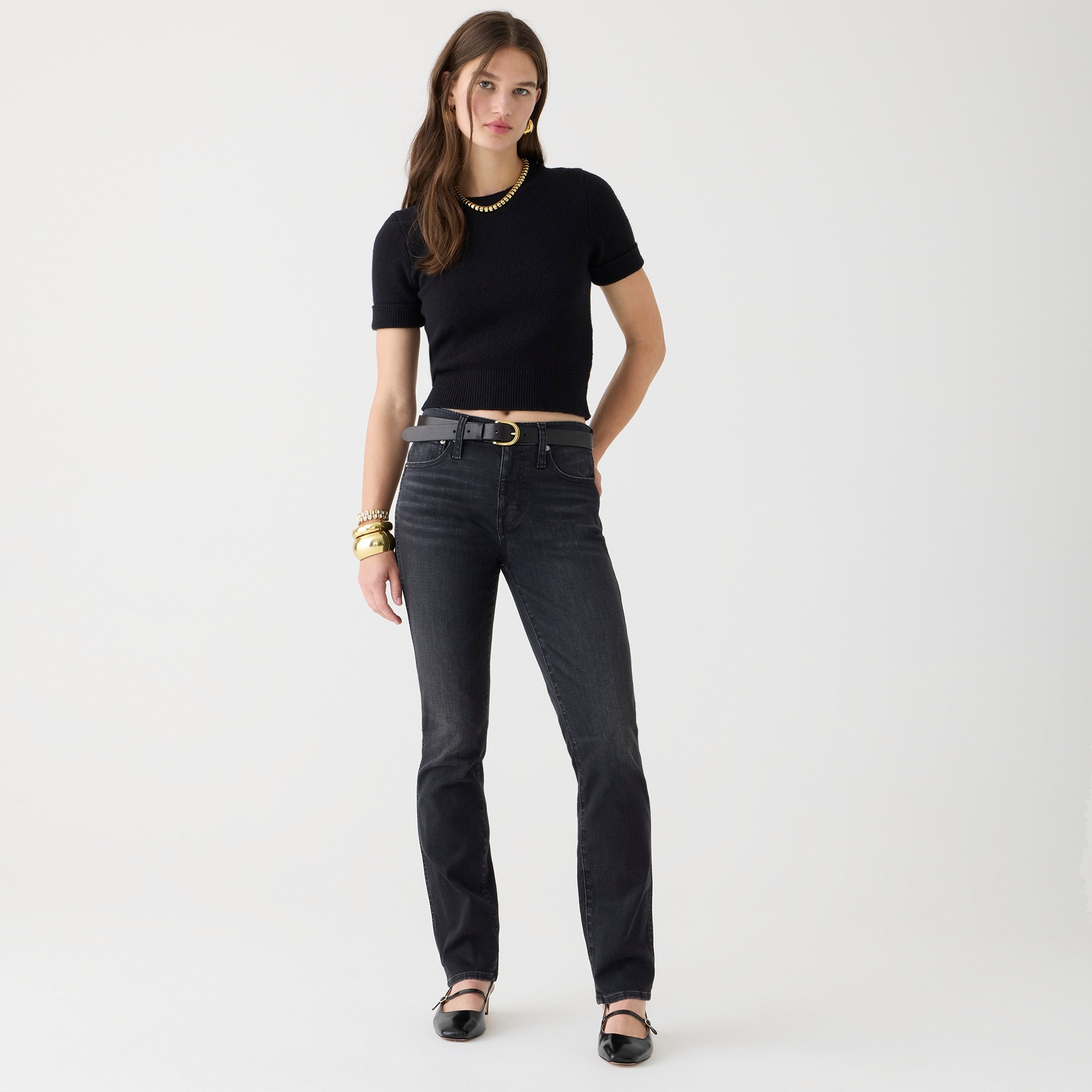 womens 9&quot; mid-rise vintage slim-straight jean in Charcoal wash