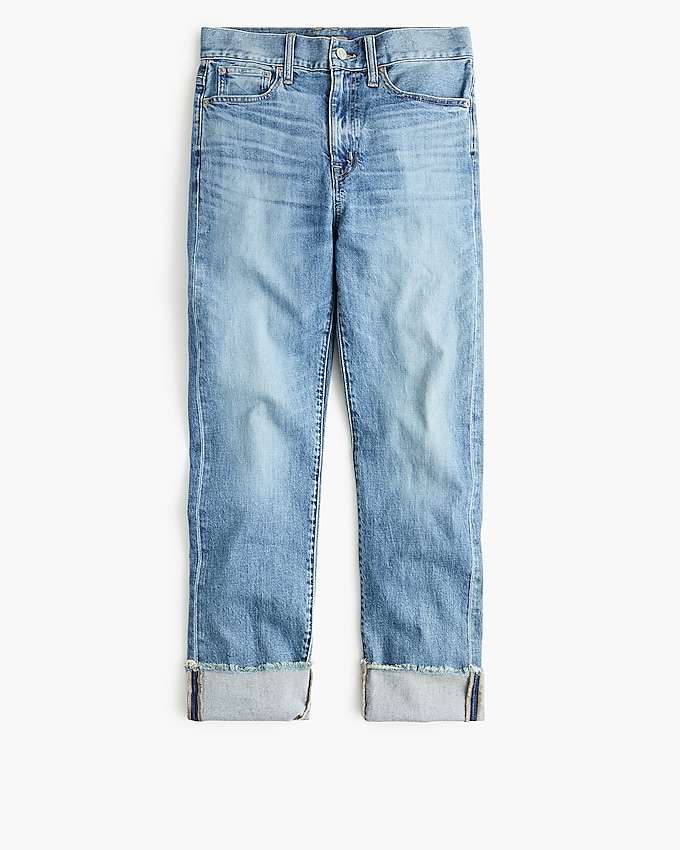 j.crew: high-rise boyfriend eco jean with tall cuff for women, right side, view zoomed