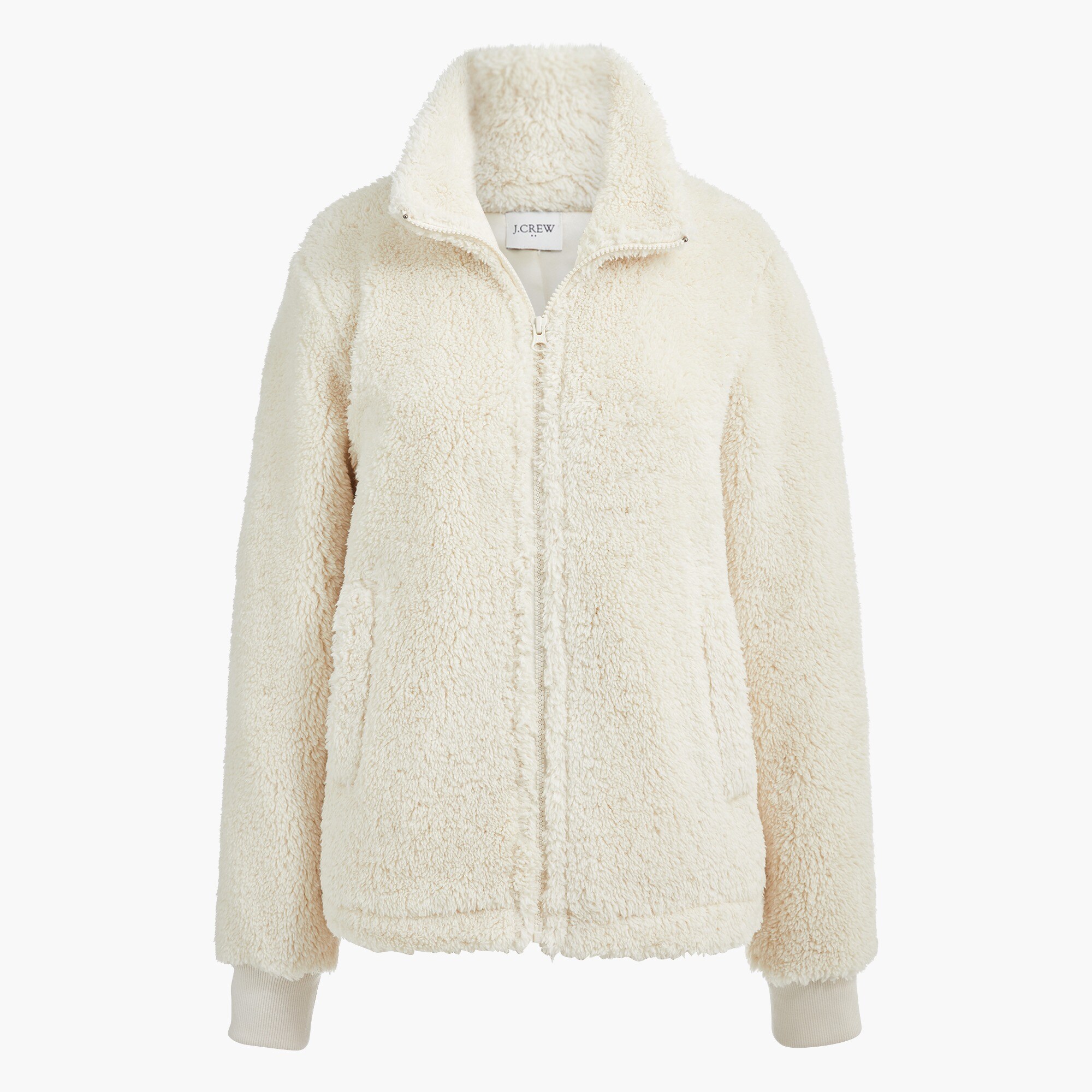funnelneck sherpa jacket for women