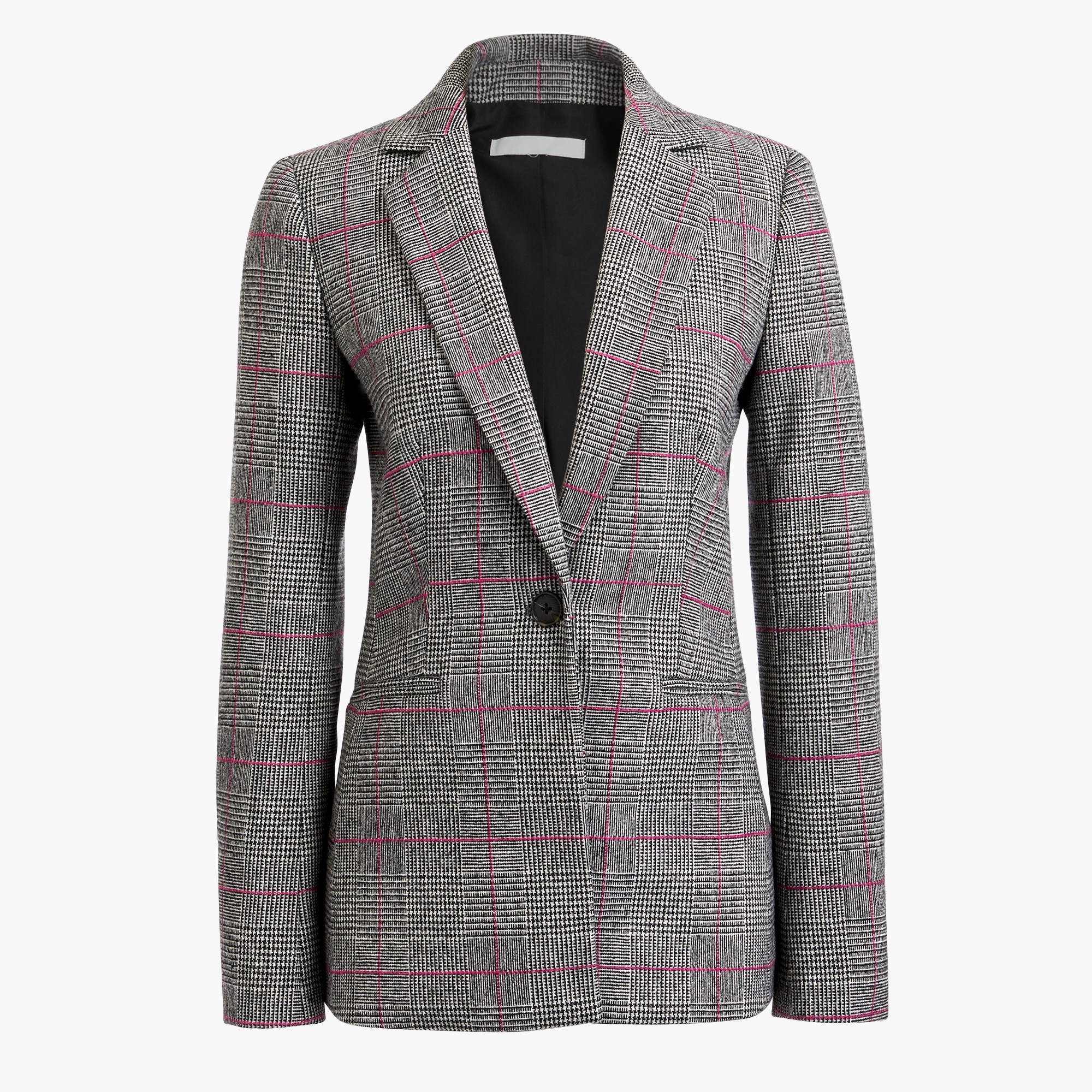 Glen plaid one-button blazer