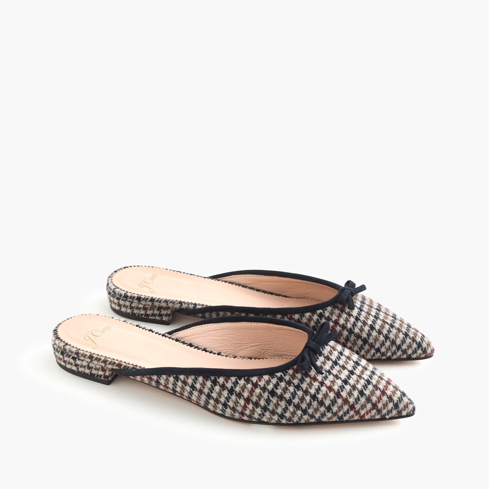j.crew: gwen slides with bow in plaid for women, right side, view zoomed