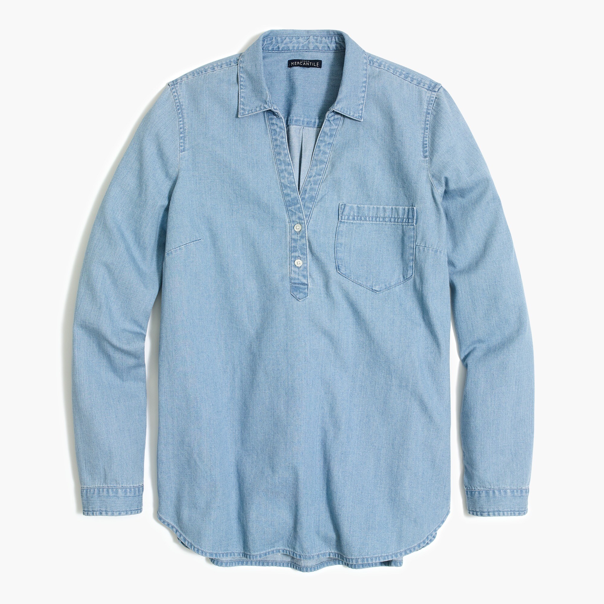 chambray popover henley in boyfriend fit for women