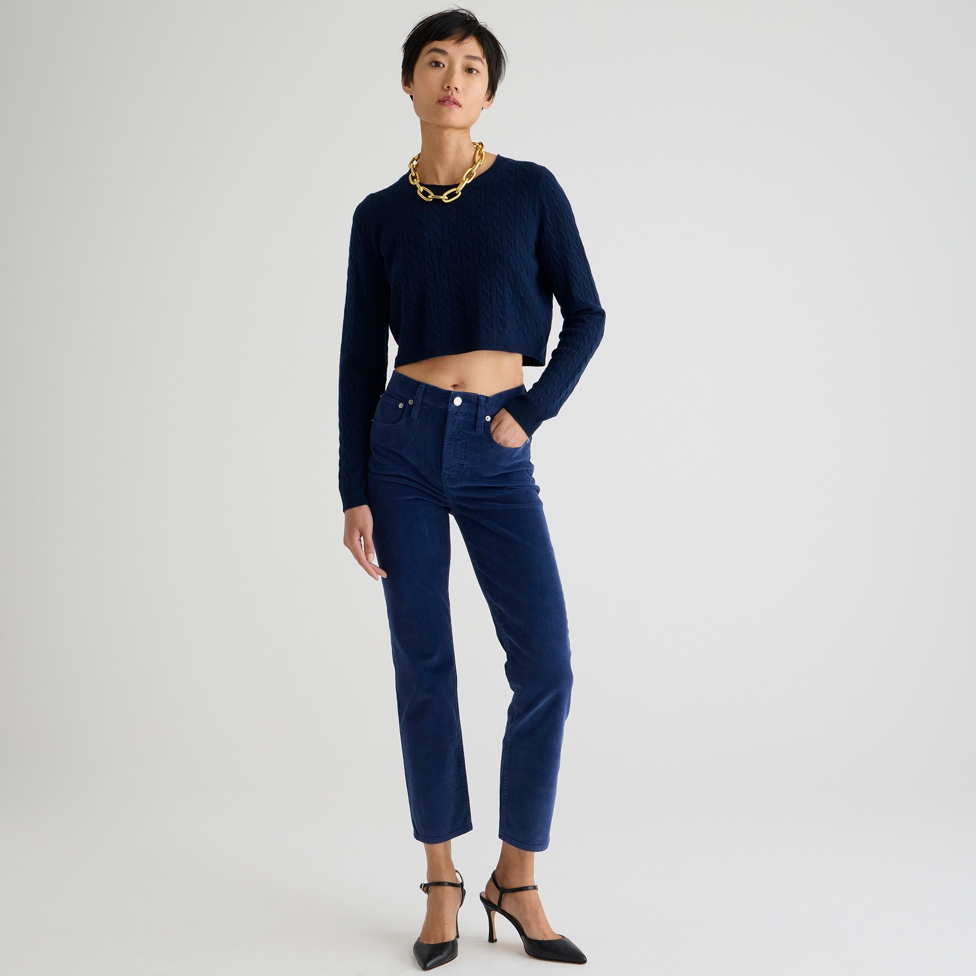 womens Vintage slim-straight corduroy pant