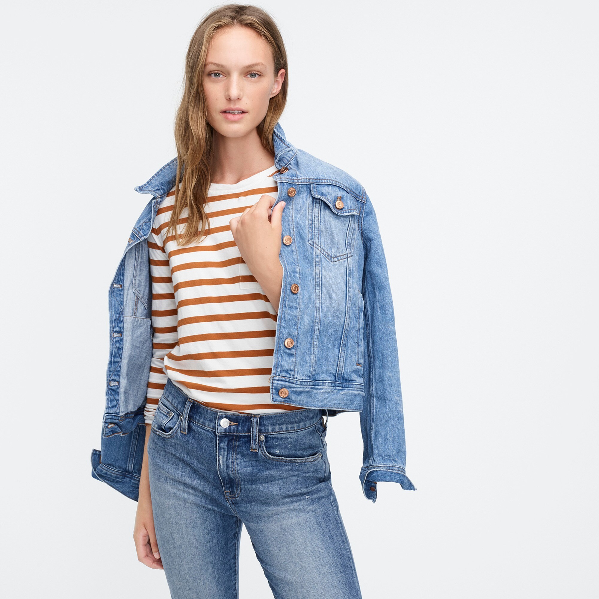 j.crew: j.crew essential long-sleeve pocket t-shirt in stripe.