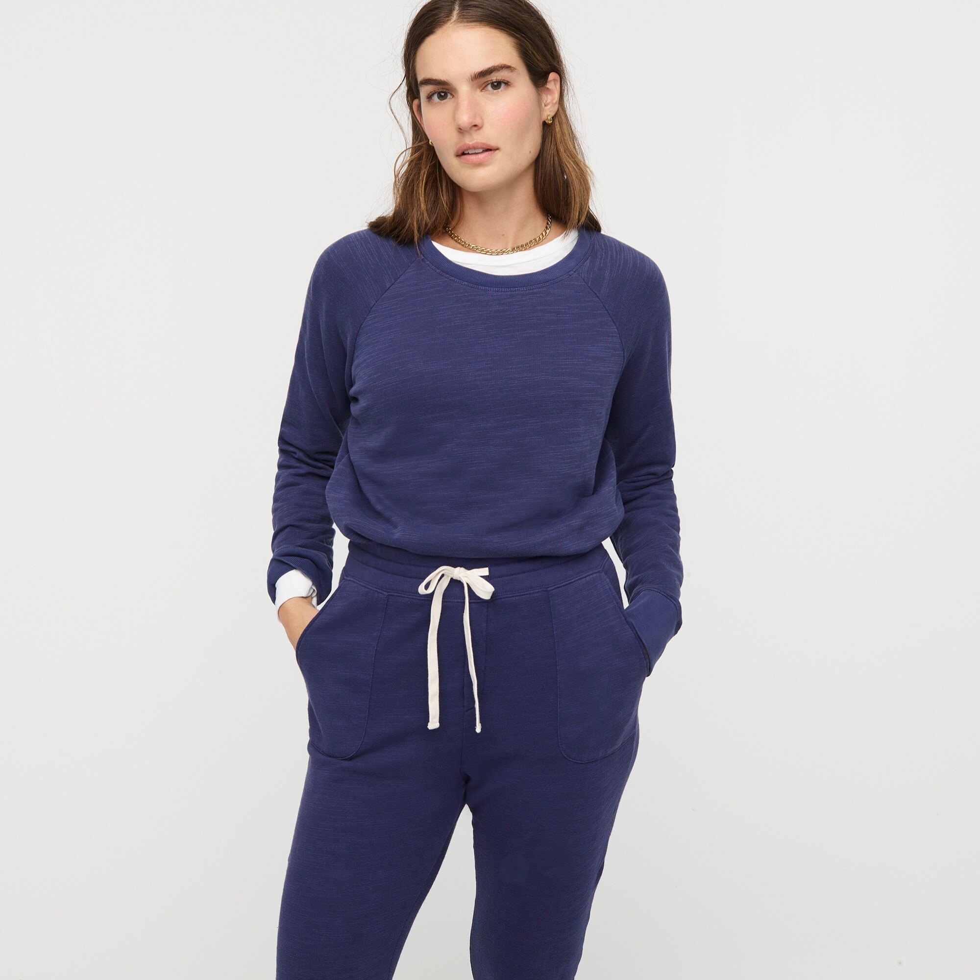 j.crew: vintage cotton terry crewneck pullover for women, right side, view zoomed