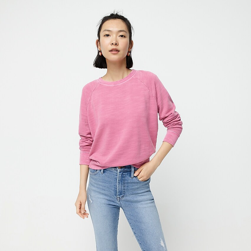 j.crew: crewneck pullover in vintage cotton terry for women, right side, view zoomed