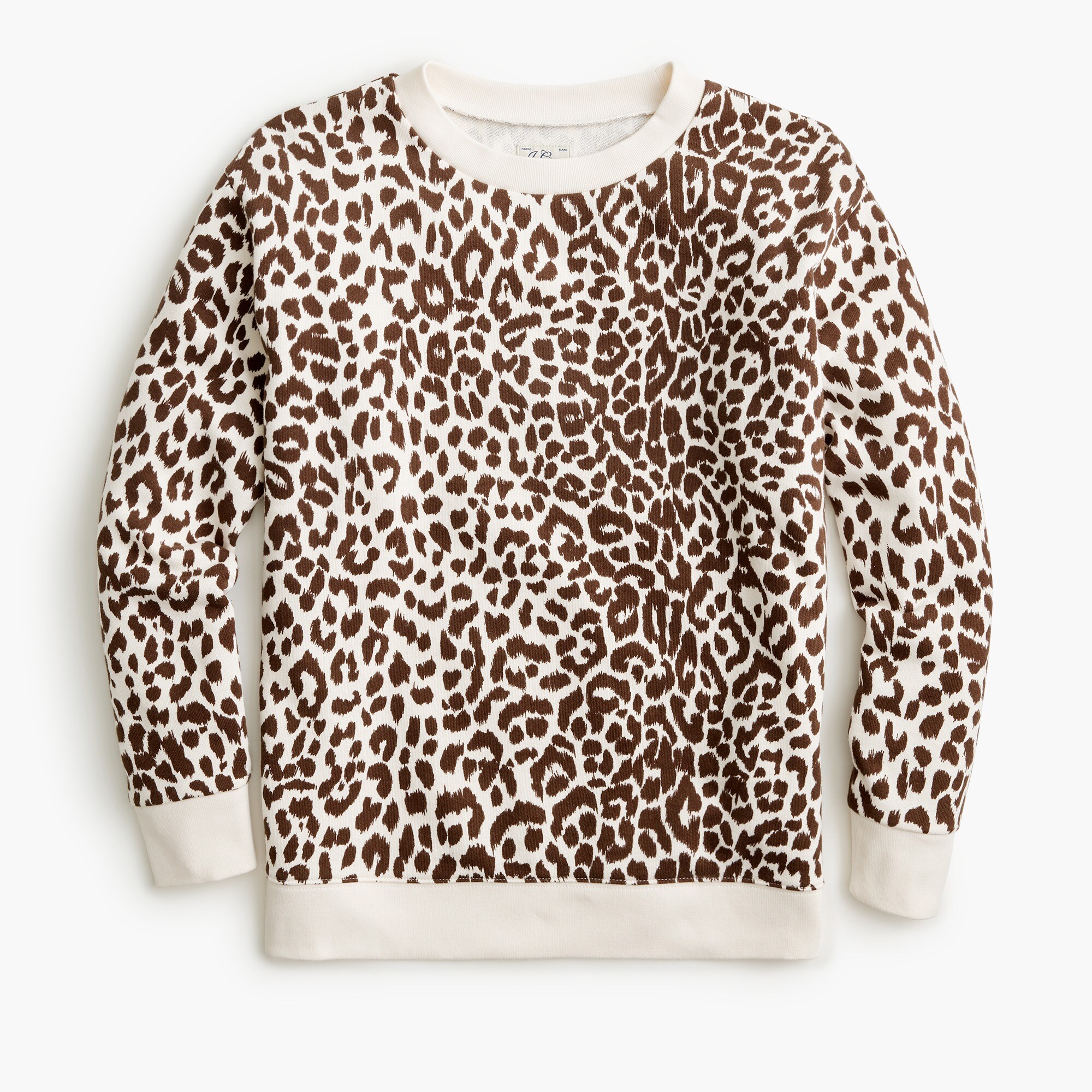 Cotton crewneck sweatshirt in leopard
