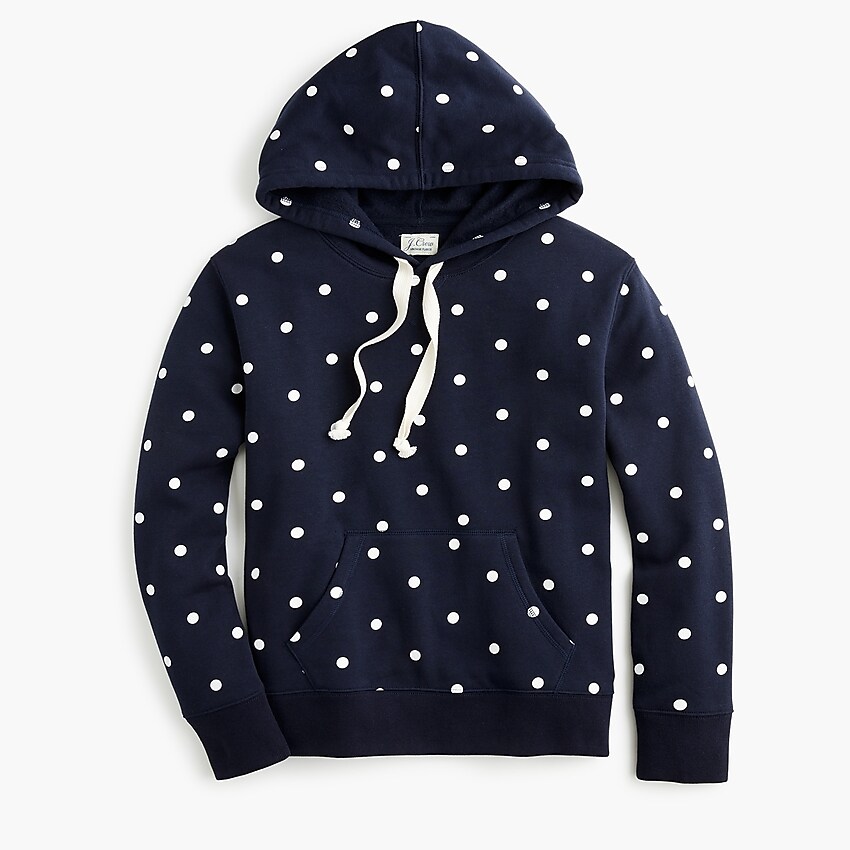 j.crew: fleece pullover hoodie in polka dot, right side, view zoomed