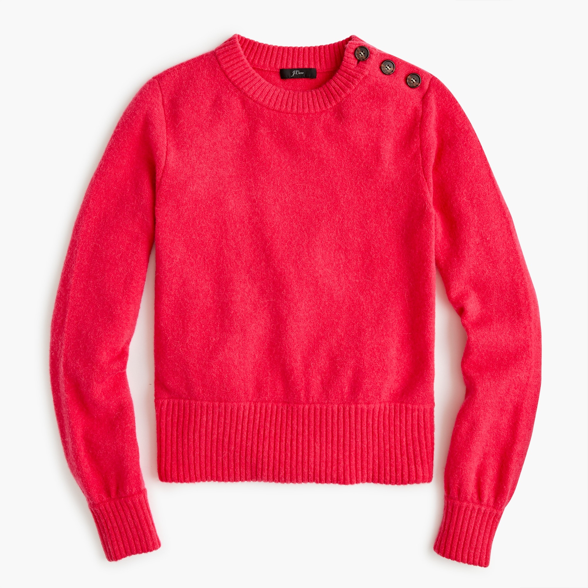 Button-detail crewneck sweater in Supersoft yarn