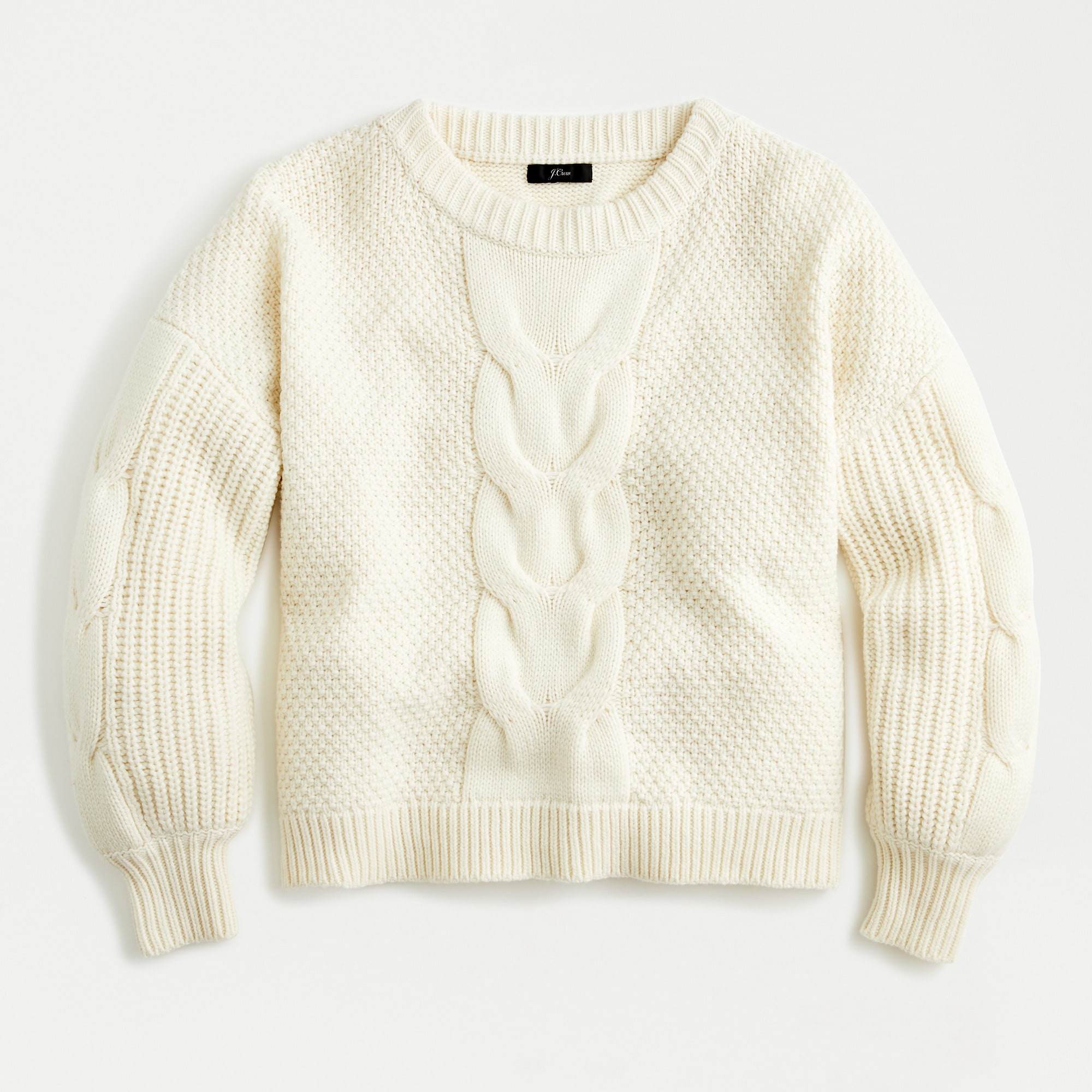 Cable-knit balloon sleeve sweater