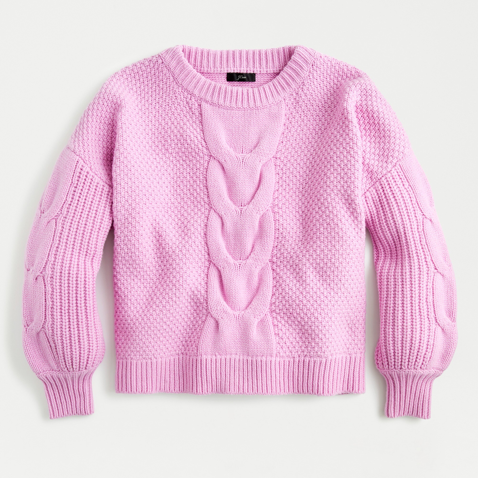 J Crew Cable Knit Balloon Sleeve Sweater