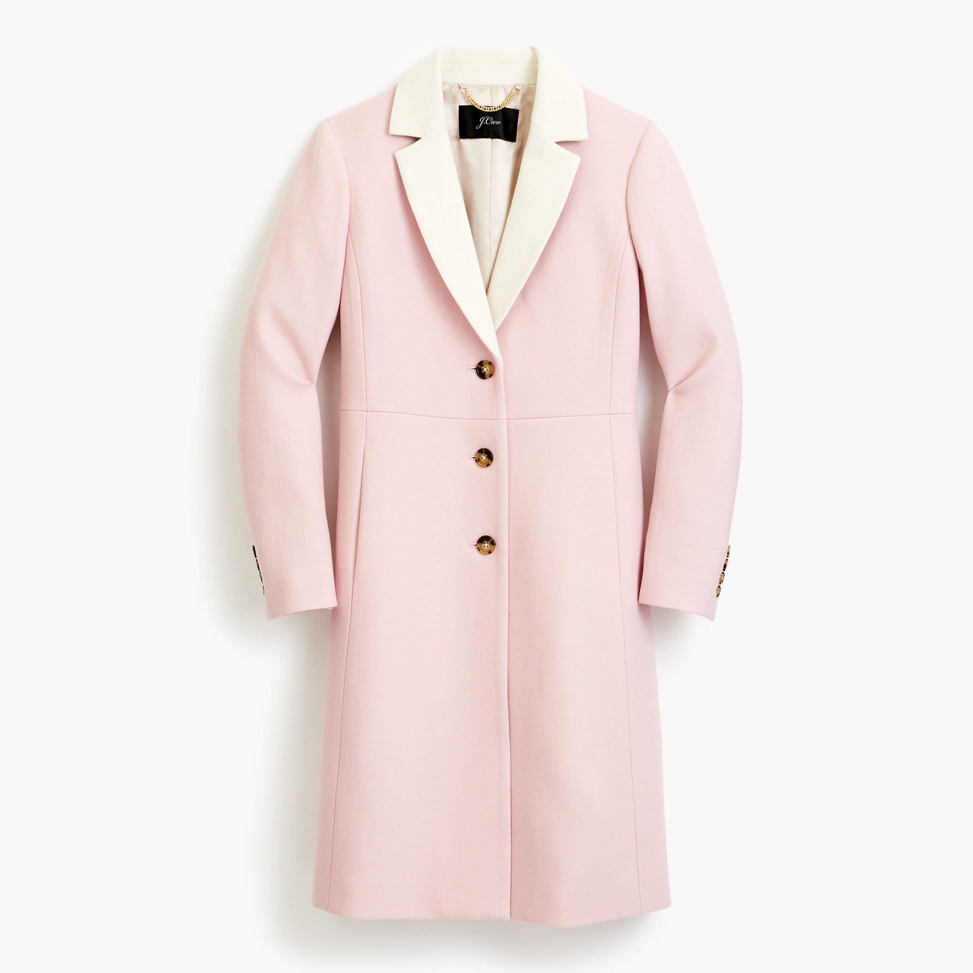 Topcoat with contrast lapel in double-serge wool
