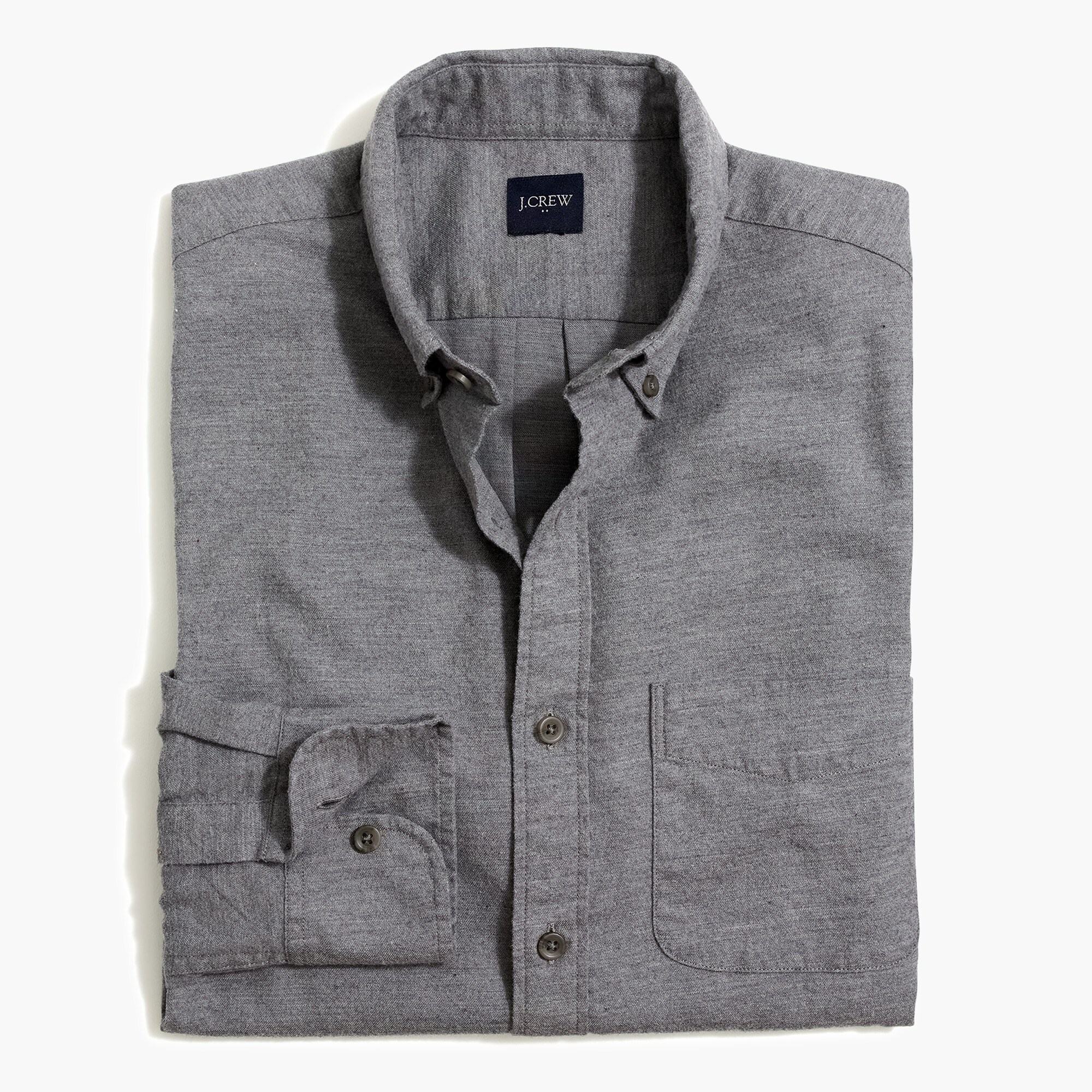Solid slim brushed twill shirt