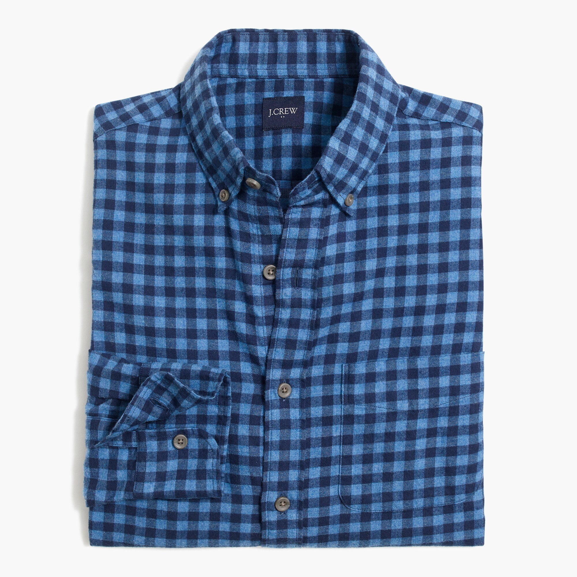 Gingham slim brushed twill shirt