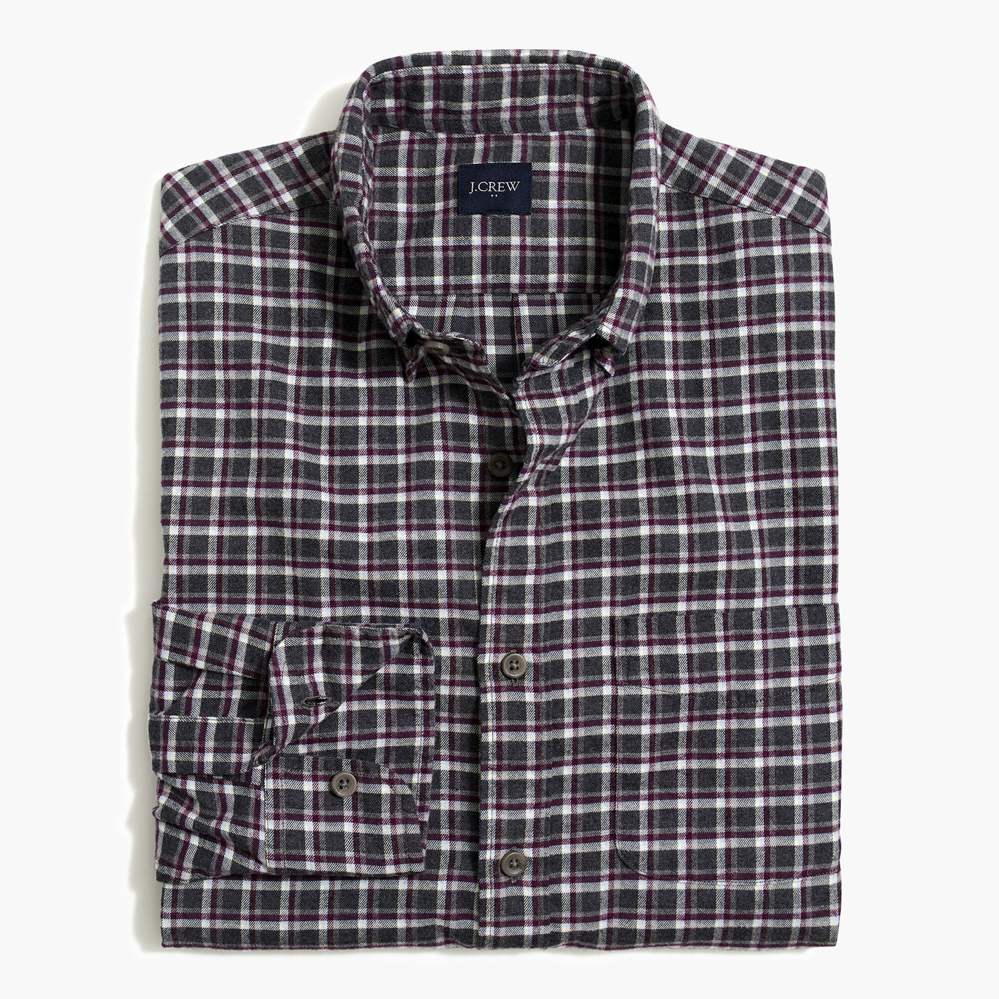 Plaid slim brushed twill shirt