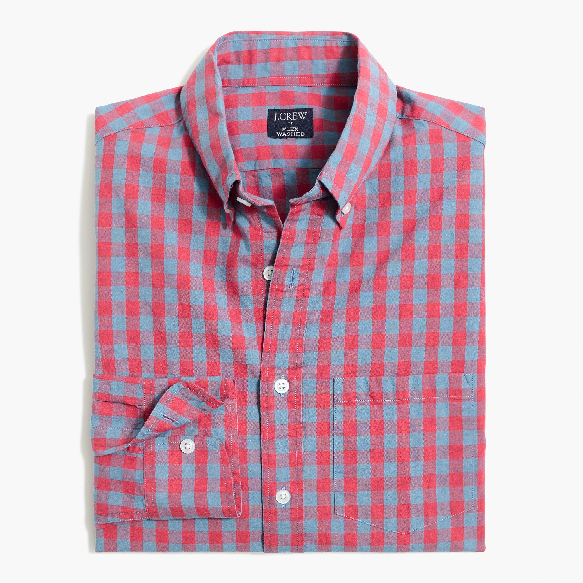 Gingham untucked flex casual shirt