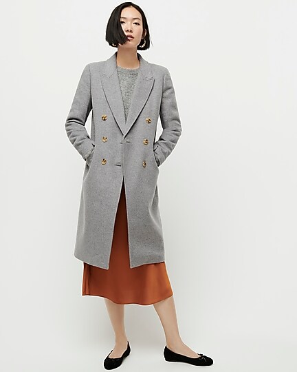 j.crew: double-breasted topcoat in wool cashmere for women