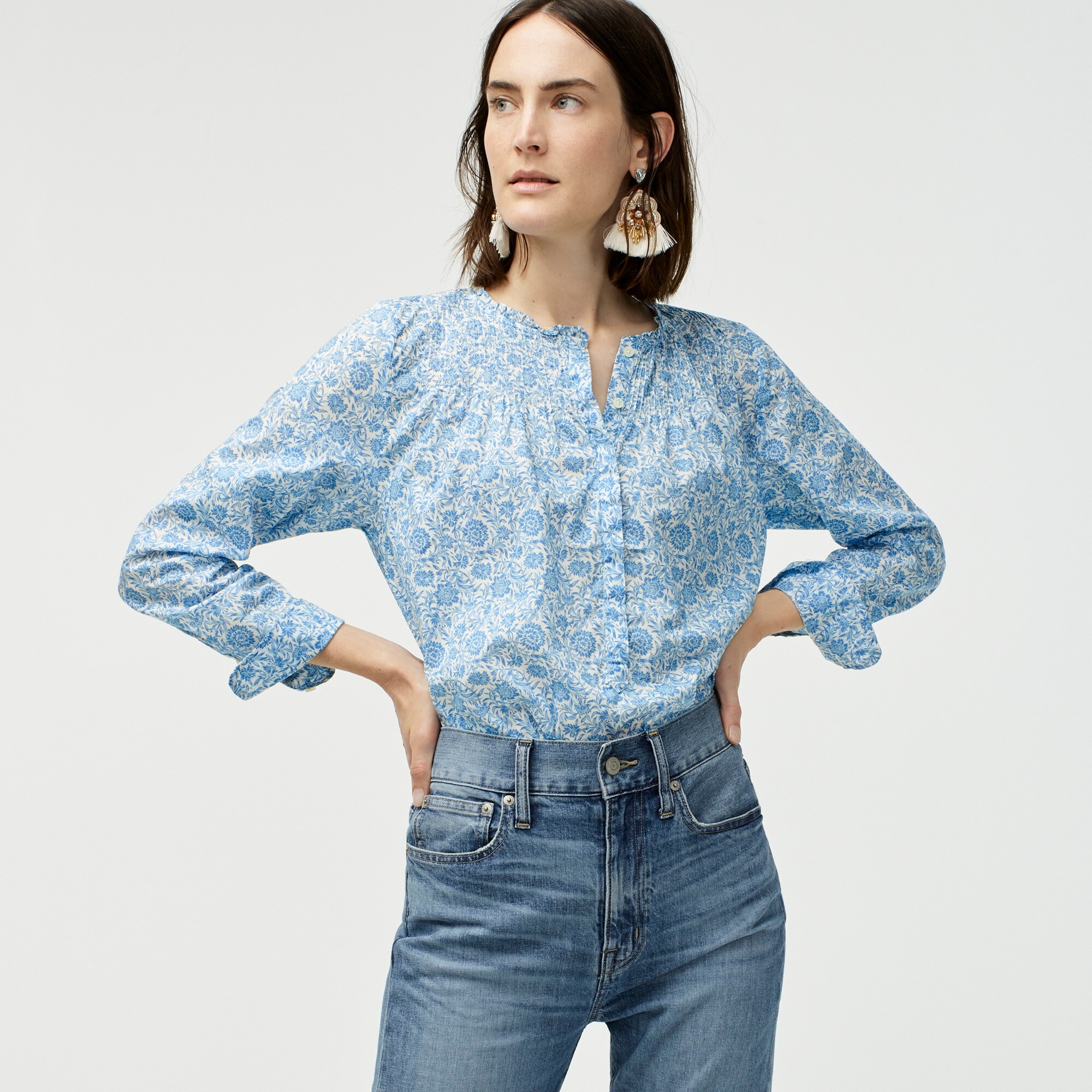 Ruffle classic popover shirt in Liberty® devonshire floral