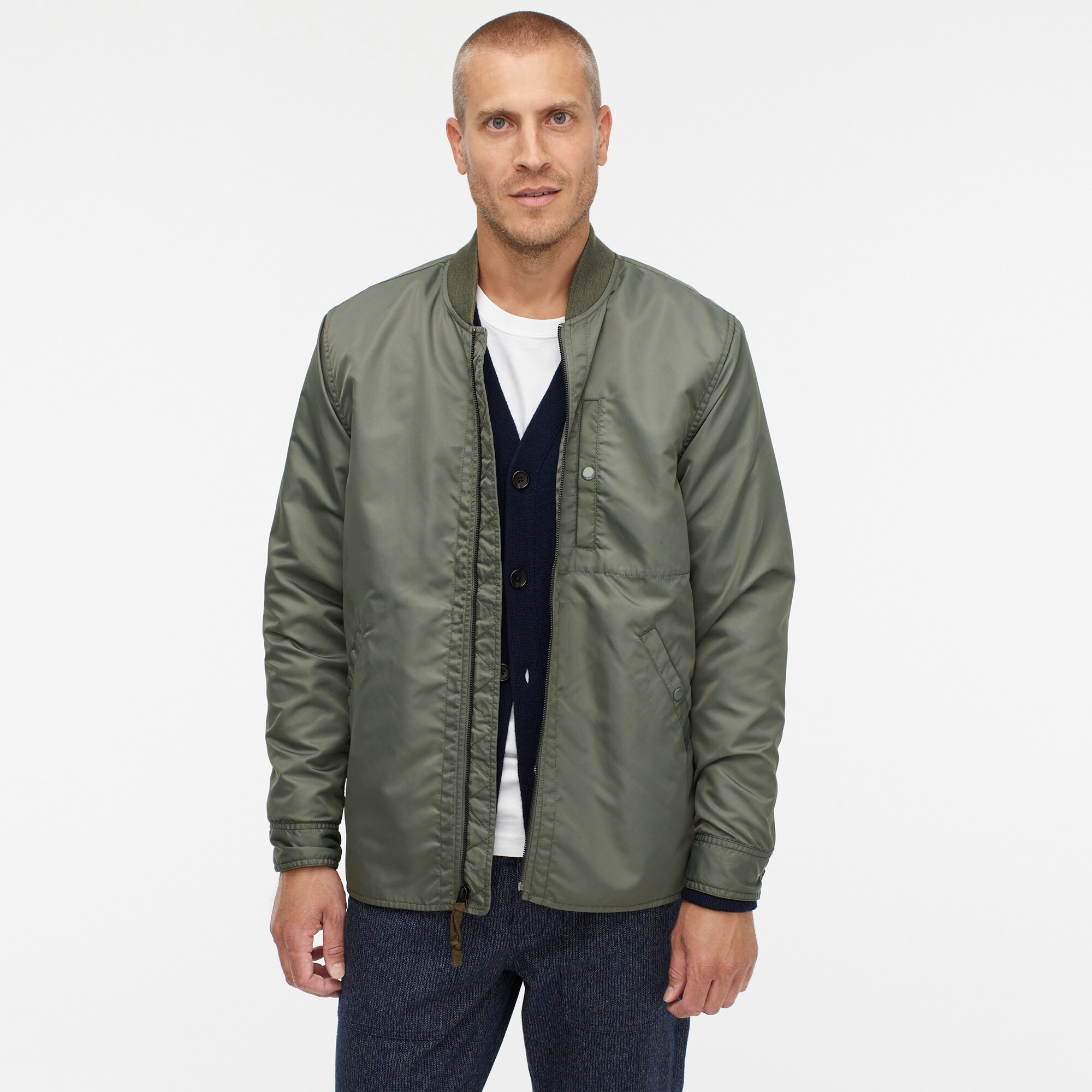 J Crew Wallace Barnes Nylon Bomber Shirt Jacket