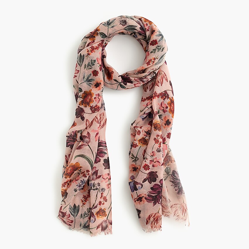 j.crew: wool scarf in wildflowers, right side, view zoomed