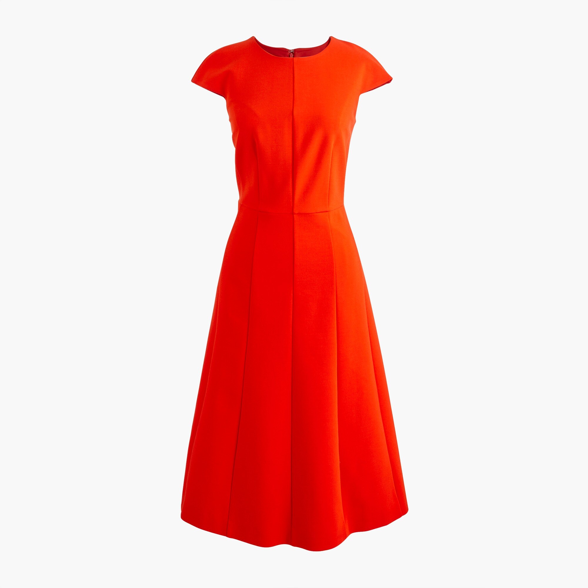 Cap-sleeve A-line midi dress in structured ponte