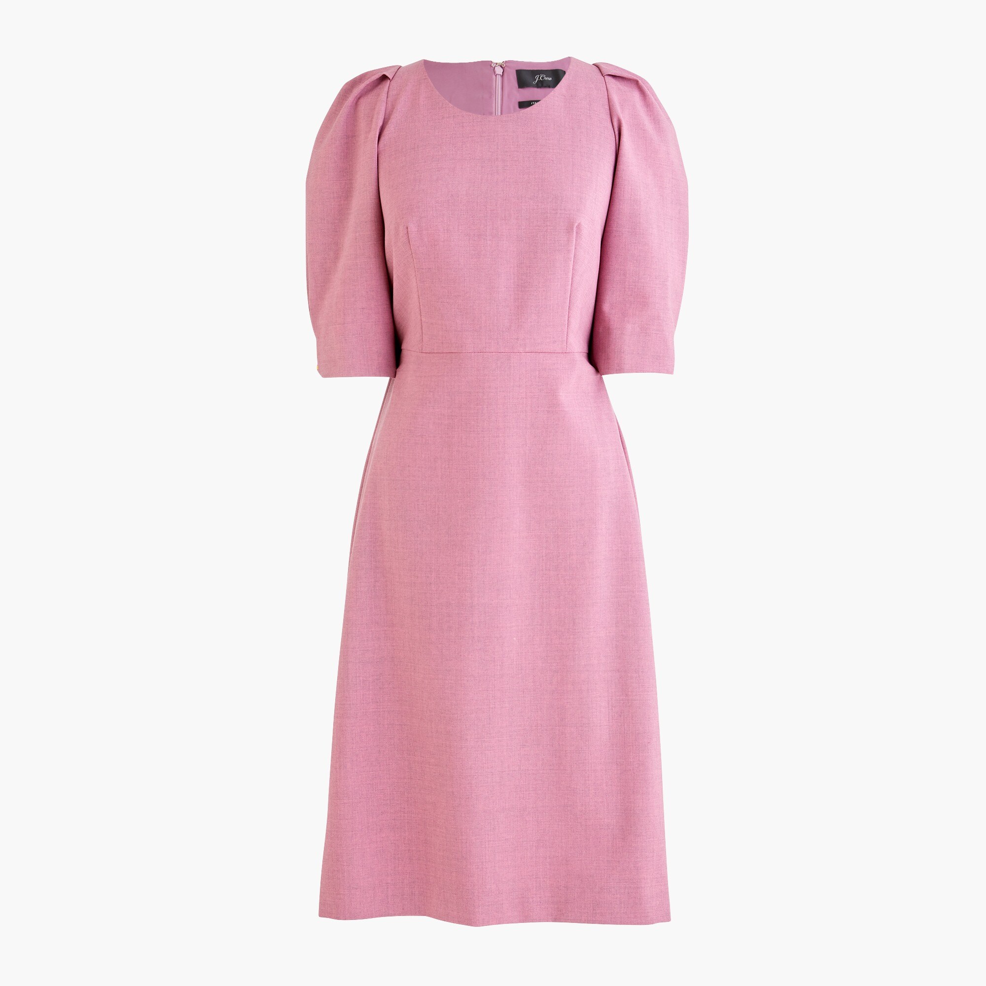 Puff-sleeve wool sheath dress