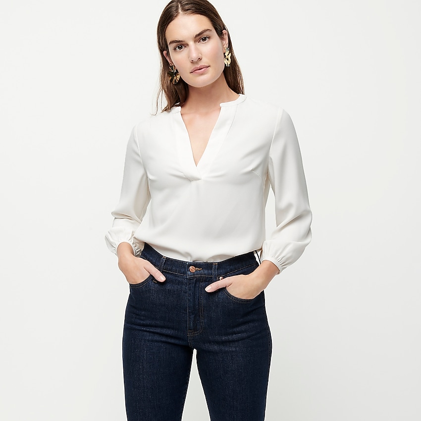 j.crew: open v-neck top in 365 crepe, right side, view zoomed