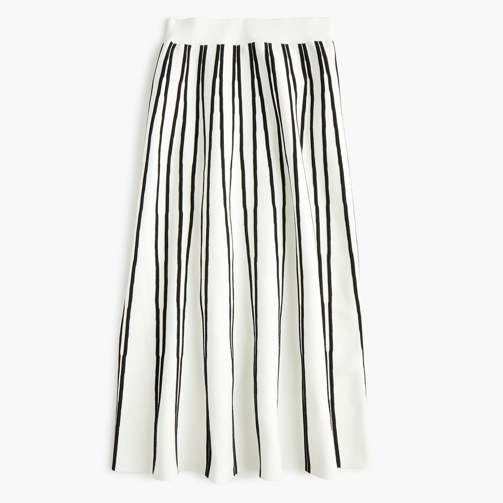 Pull-on flare sweater-skirt in textured stripe