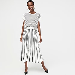 Pull-on flare sweater-skirt in textured stripe