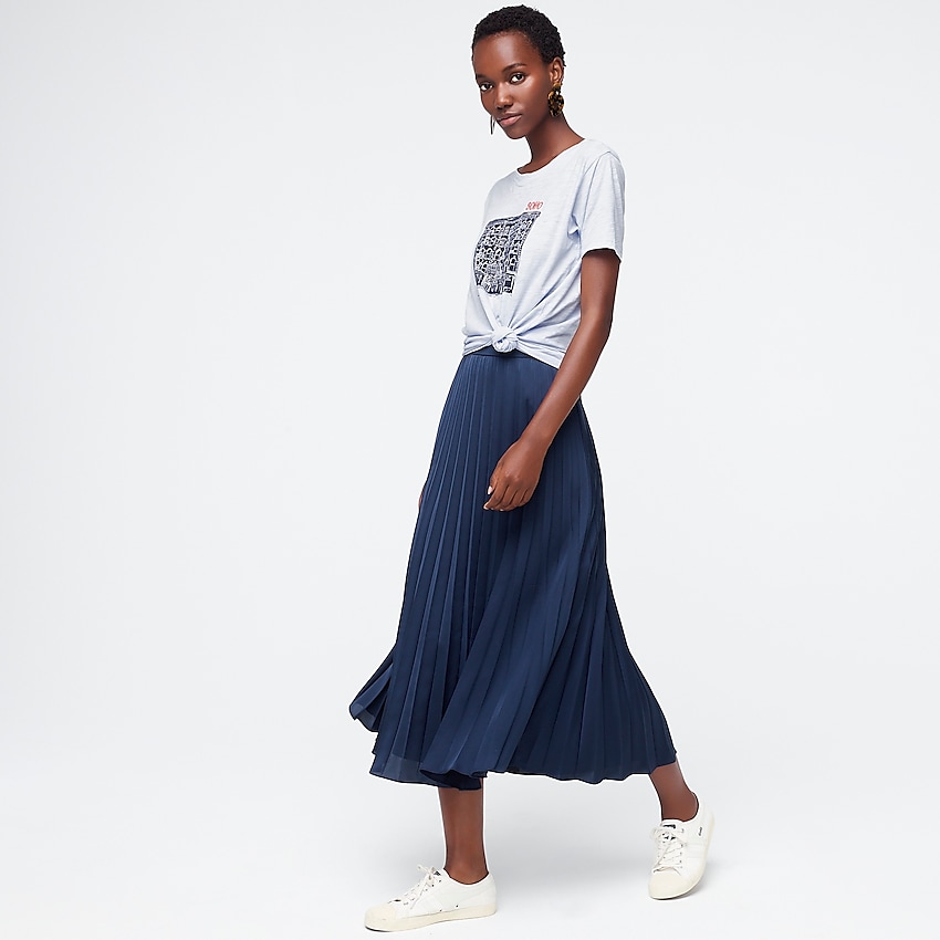 j.crew: pleated midi skirt, right side, view zoomed