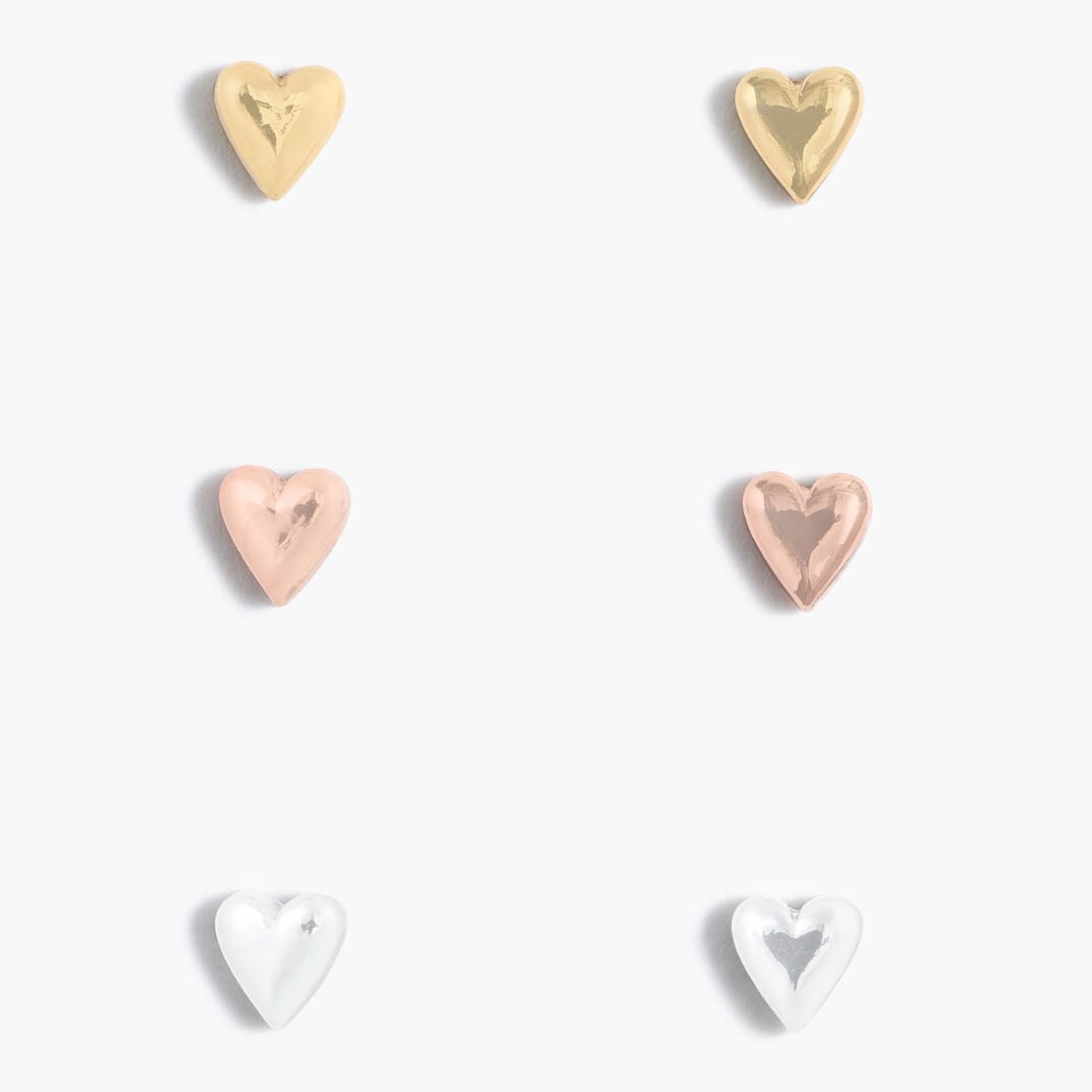Girls' metallic heart earrings three-pack HEART EARRING PACK factory: girls' metallic heart earrings three-pack for girls