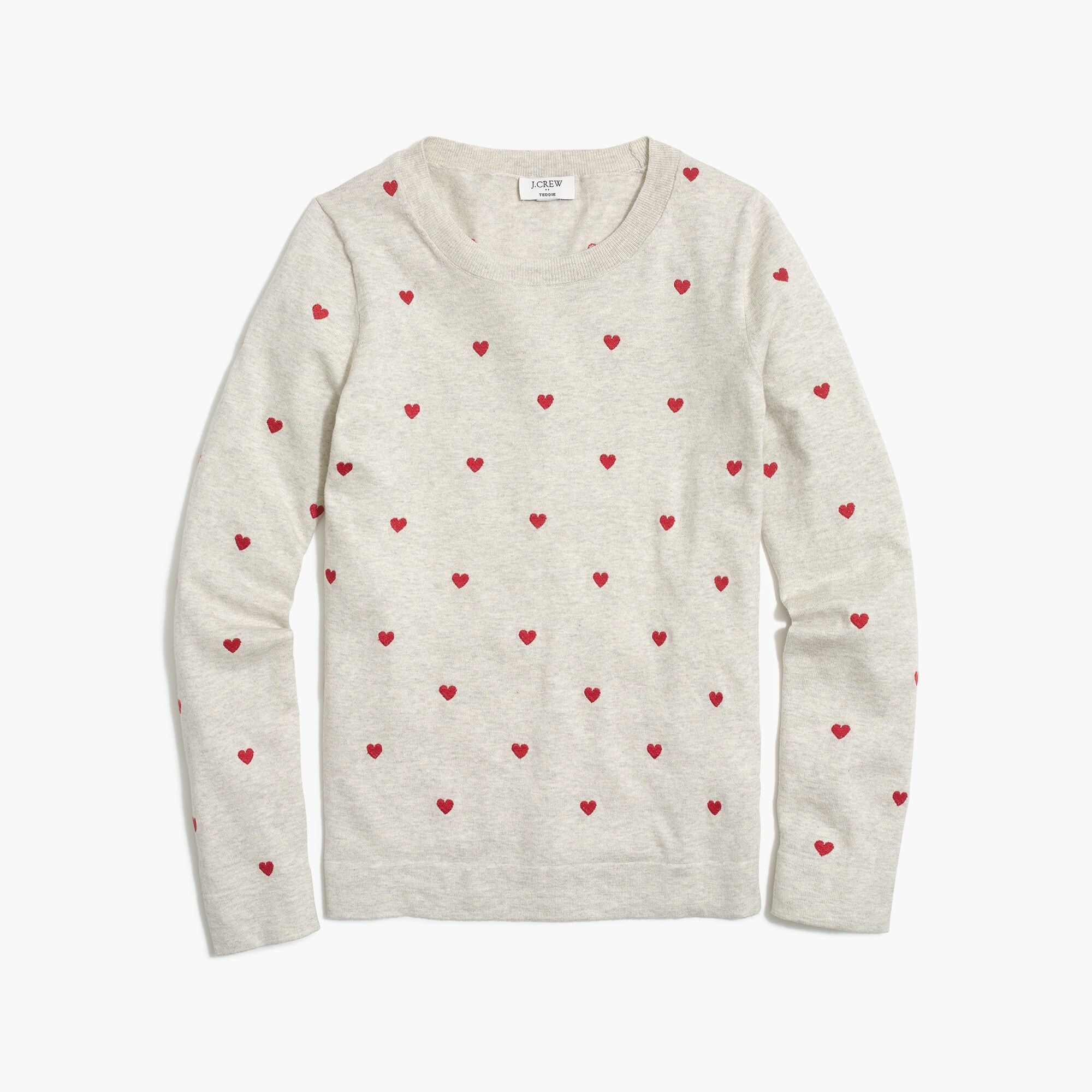embroidered teddie sweater with hearts for women