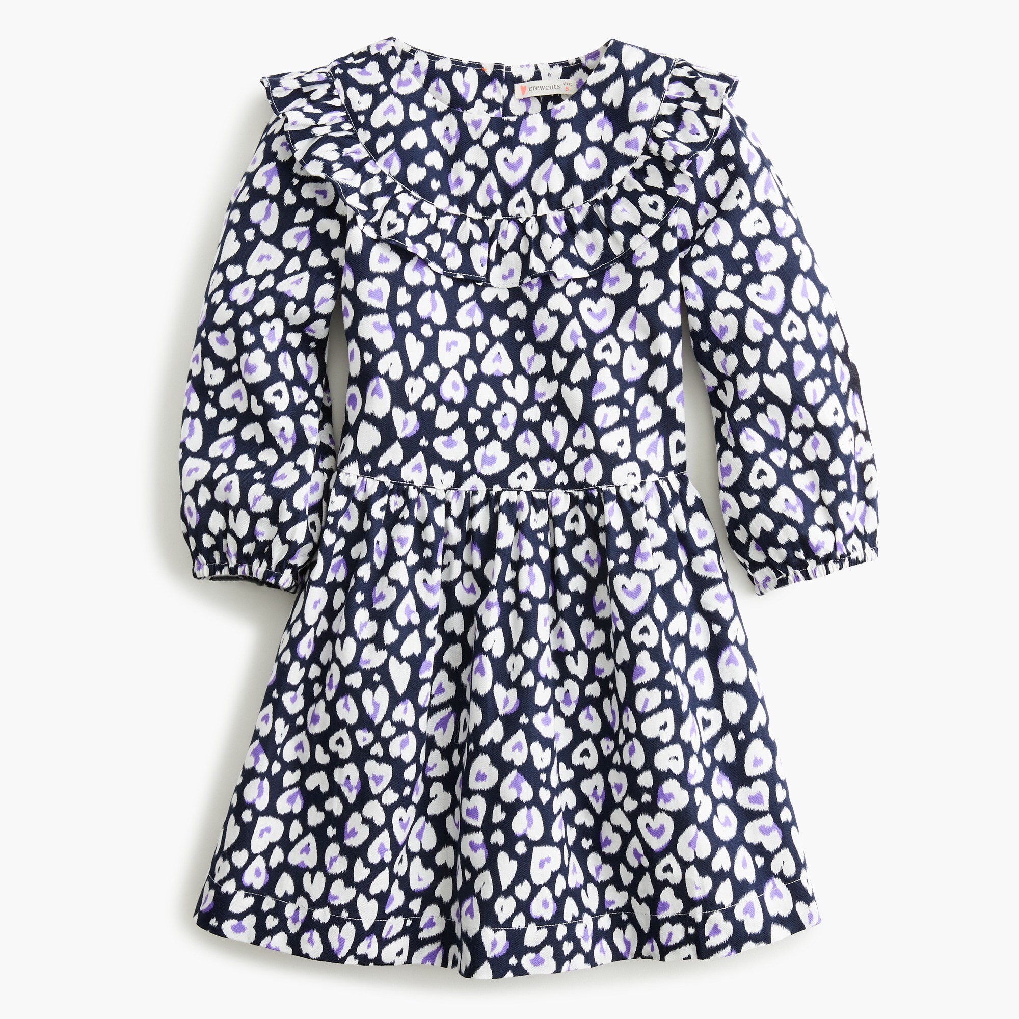 JCrew Girls’ ruffle-trim dress in “wild at heart”