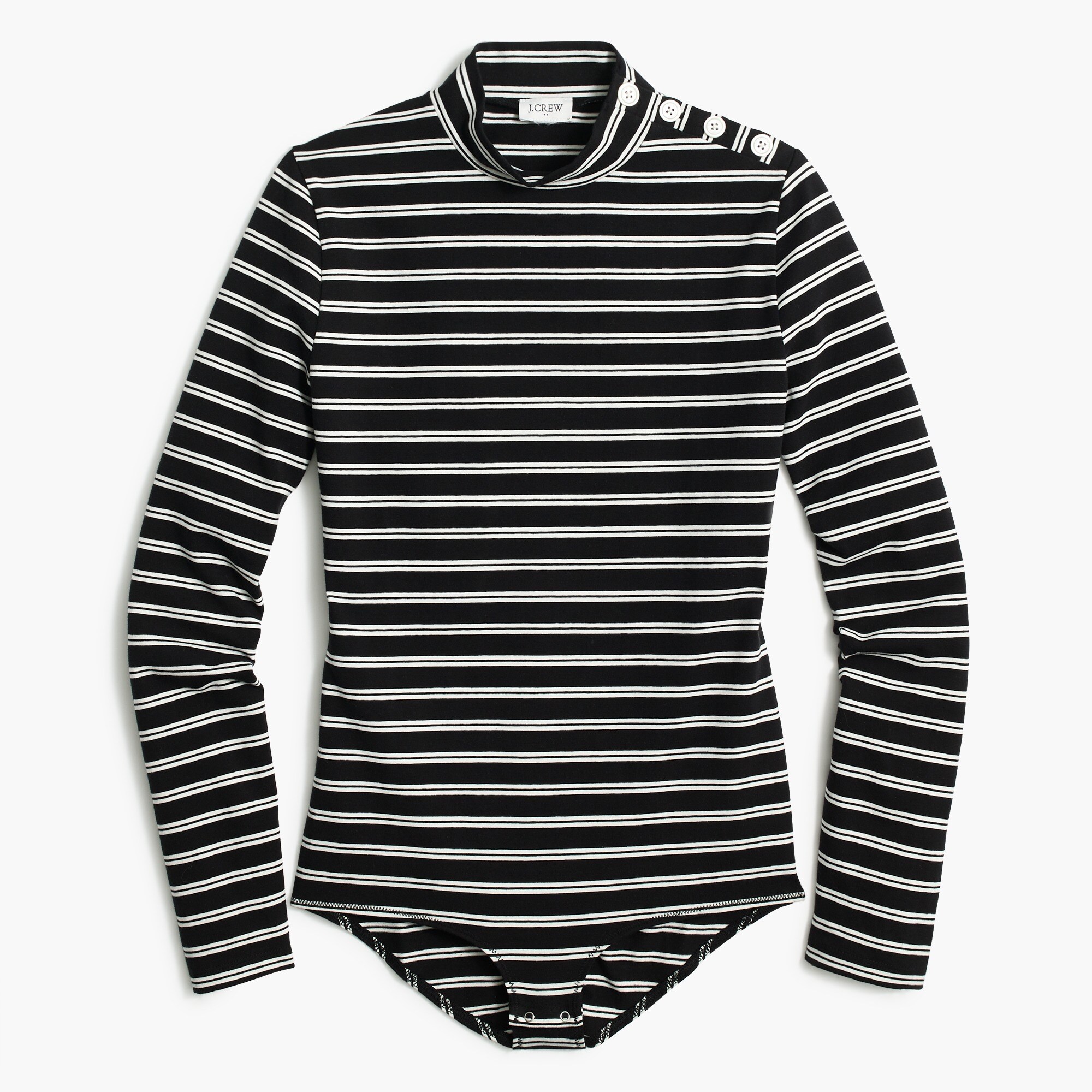 mockneck bodysuit with button shoulders for women