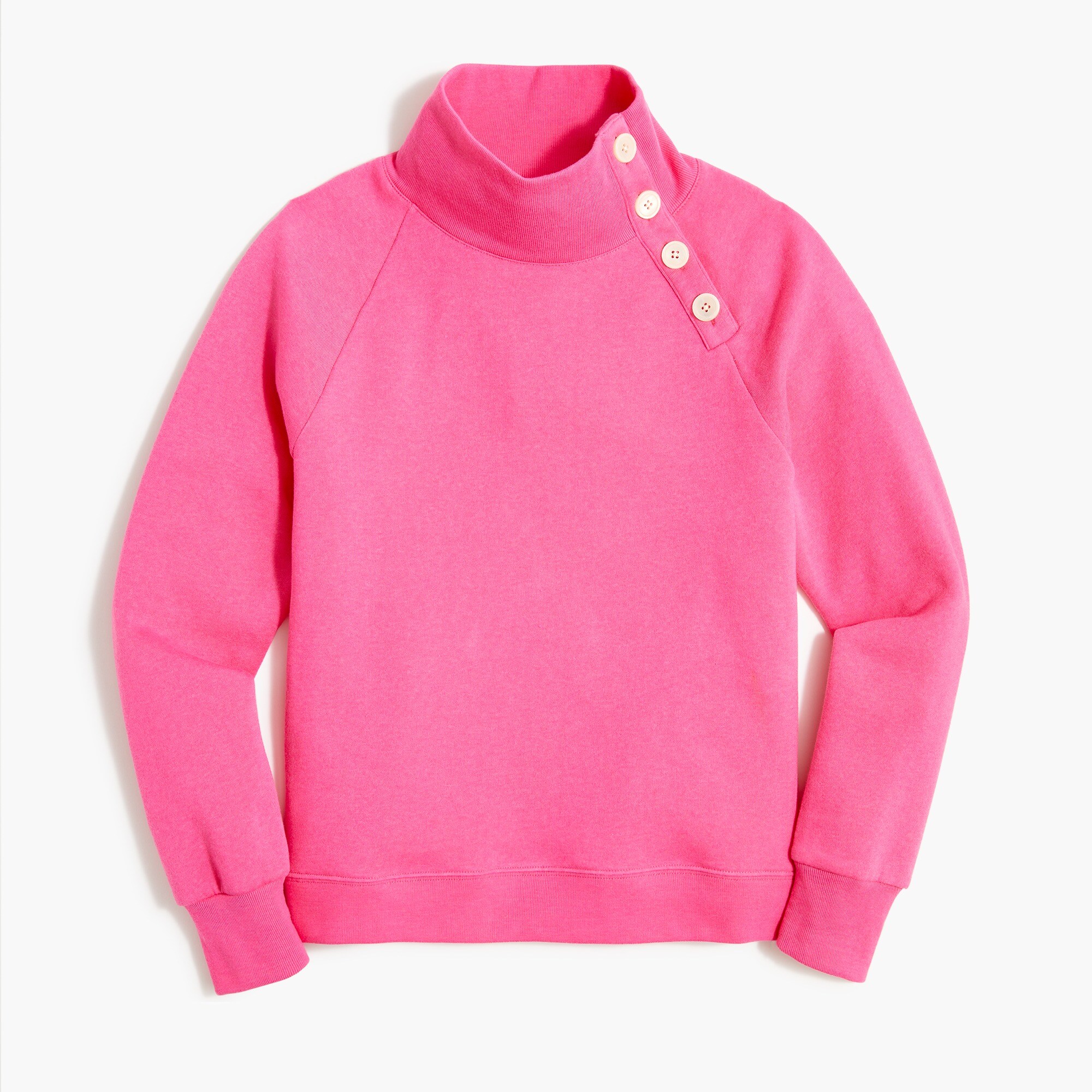wide button-collar pullover sweatshirt in cloudspun fleece for women