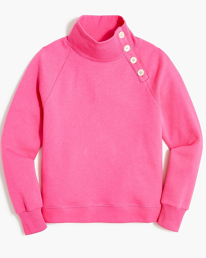 factory: wide button-collar pullover sweatshirt in cloudspun fleece for women, right side, view zoomed