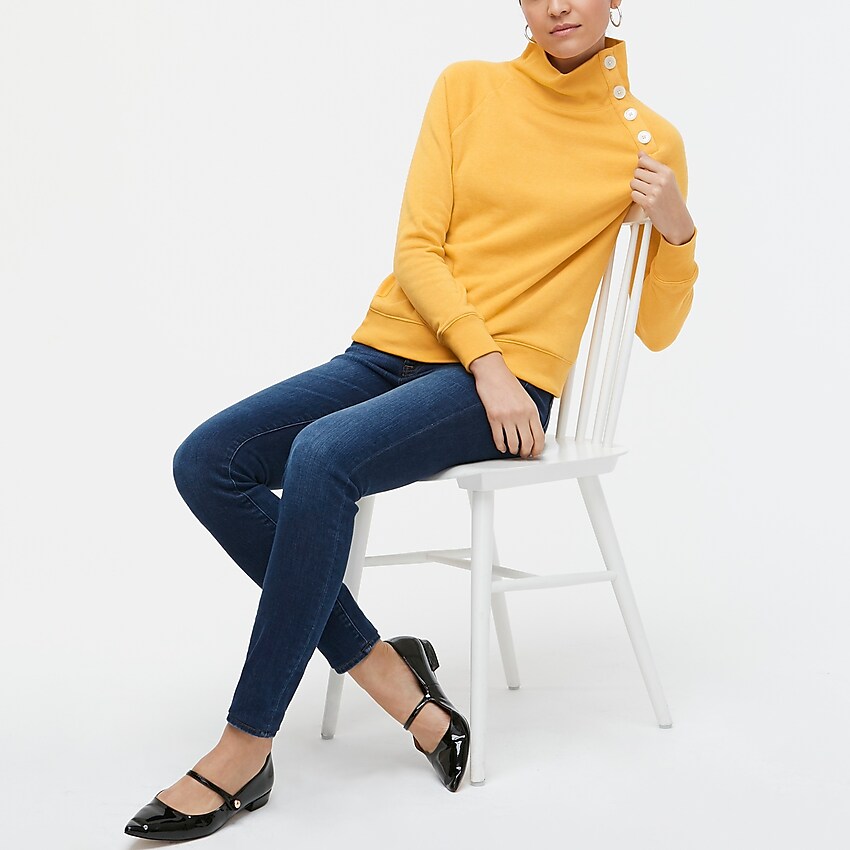j.crew factory: button-collar pullover sweatshirt, right side, view zoomed