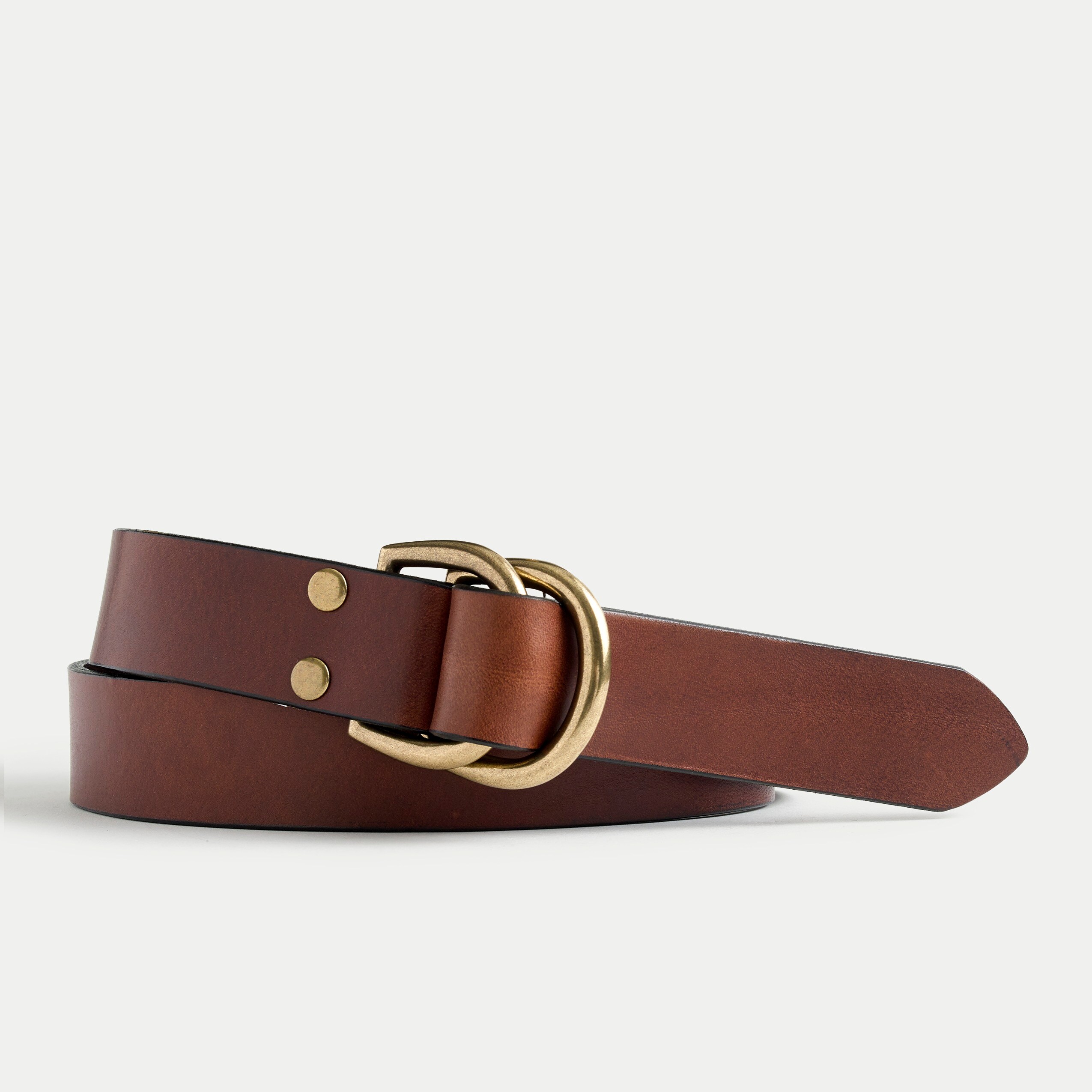 Italian leather D-ring belt