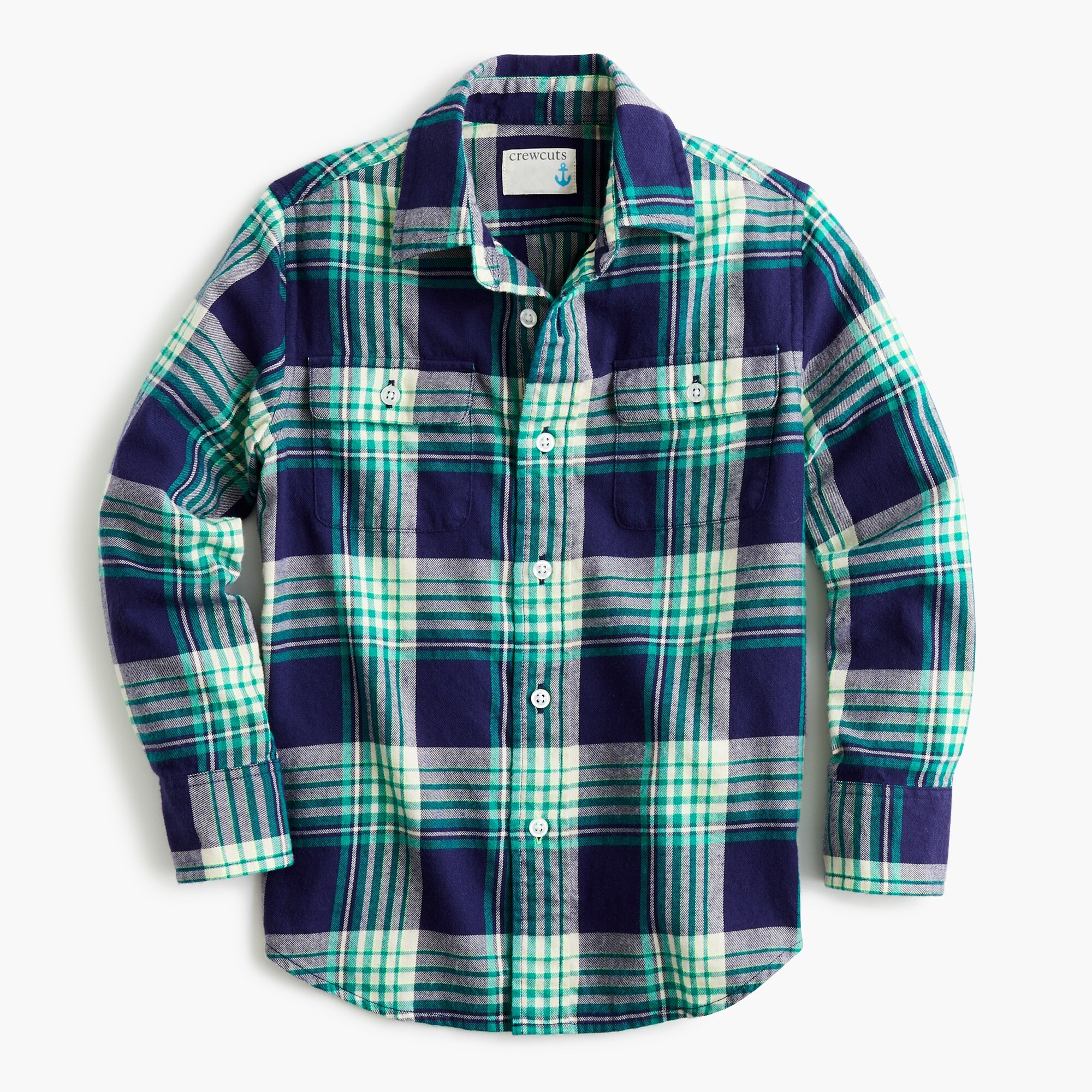 J.Crew Kids' Lightweight Flannel Shirt In Green Plaid For Boys