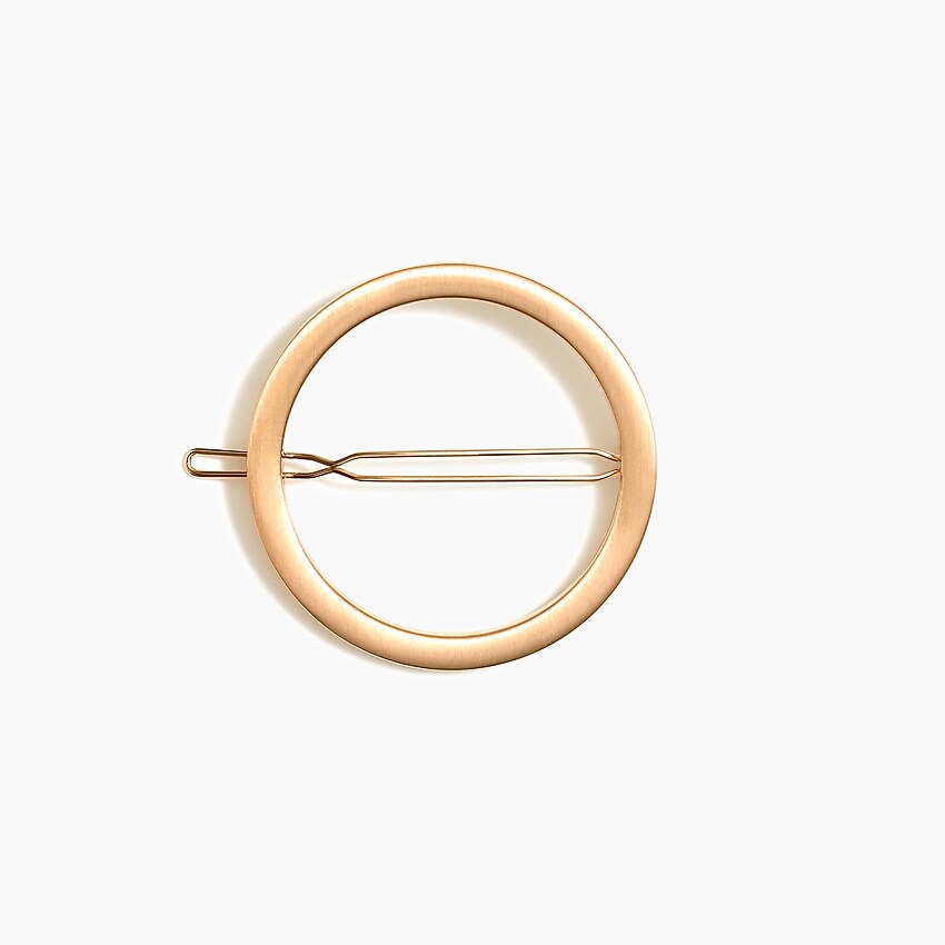 j.crew factory: gold circle barrette for women, right side, view zoomed