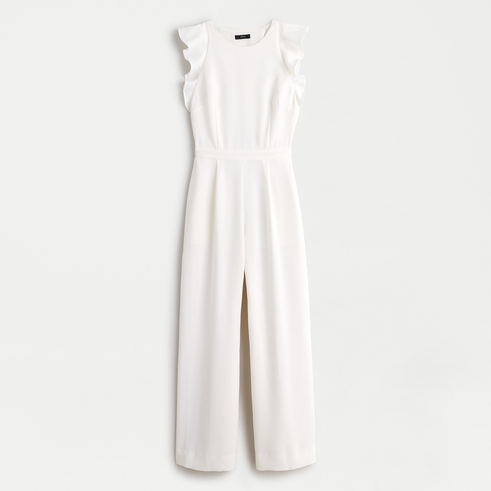 Sleeveless ruffle jumpsuit in 365 crepe