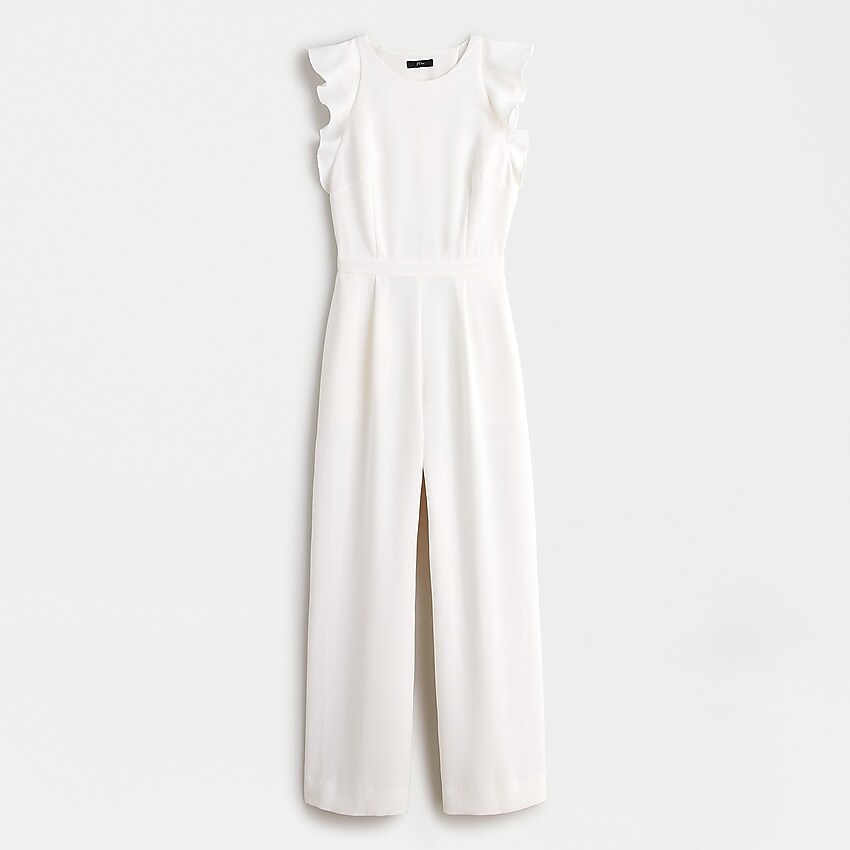 j.crew: sleeveless ruffle jumpsuit in 365 crepe for women, right side, view zoomed