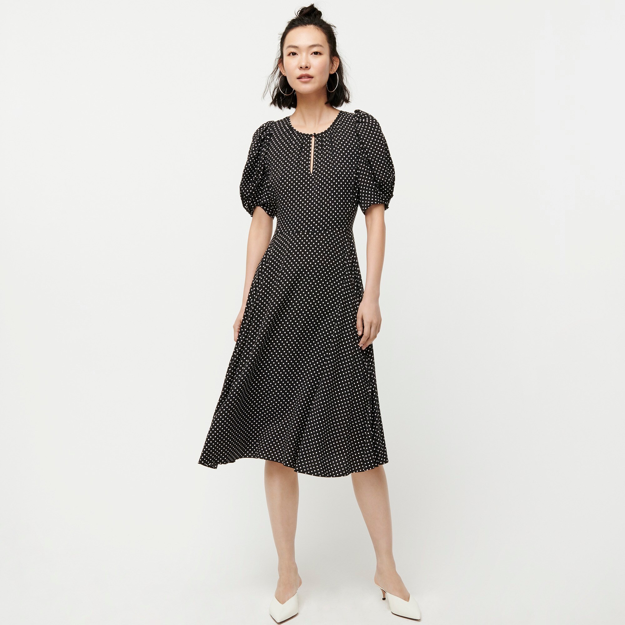 puff sleeve a line dress