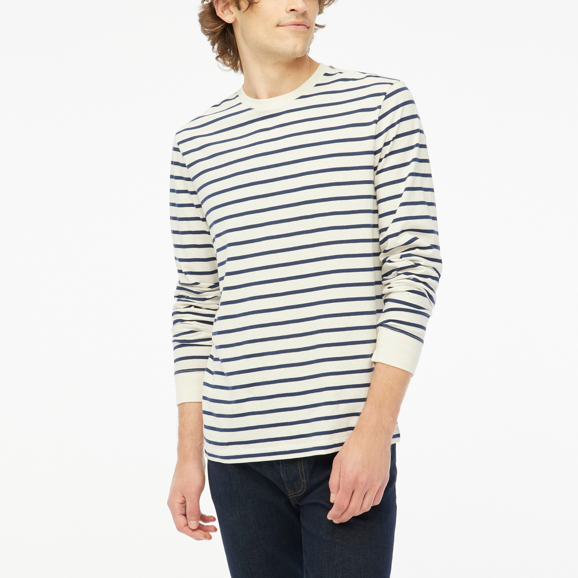 Striped long-sleeve washed jersey tee