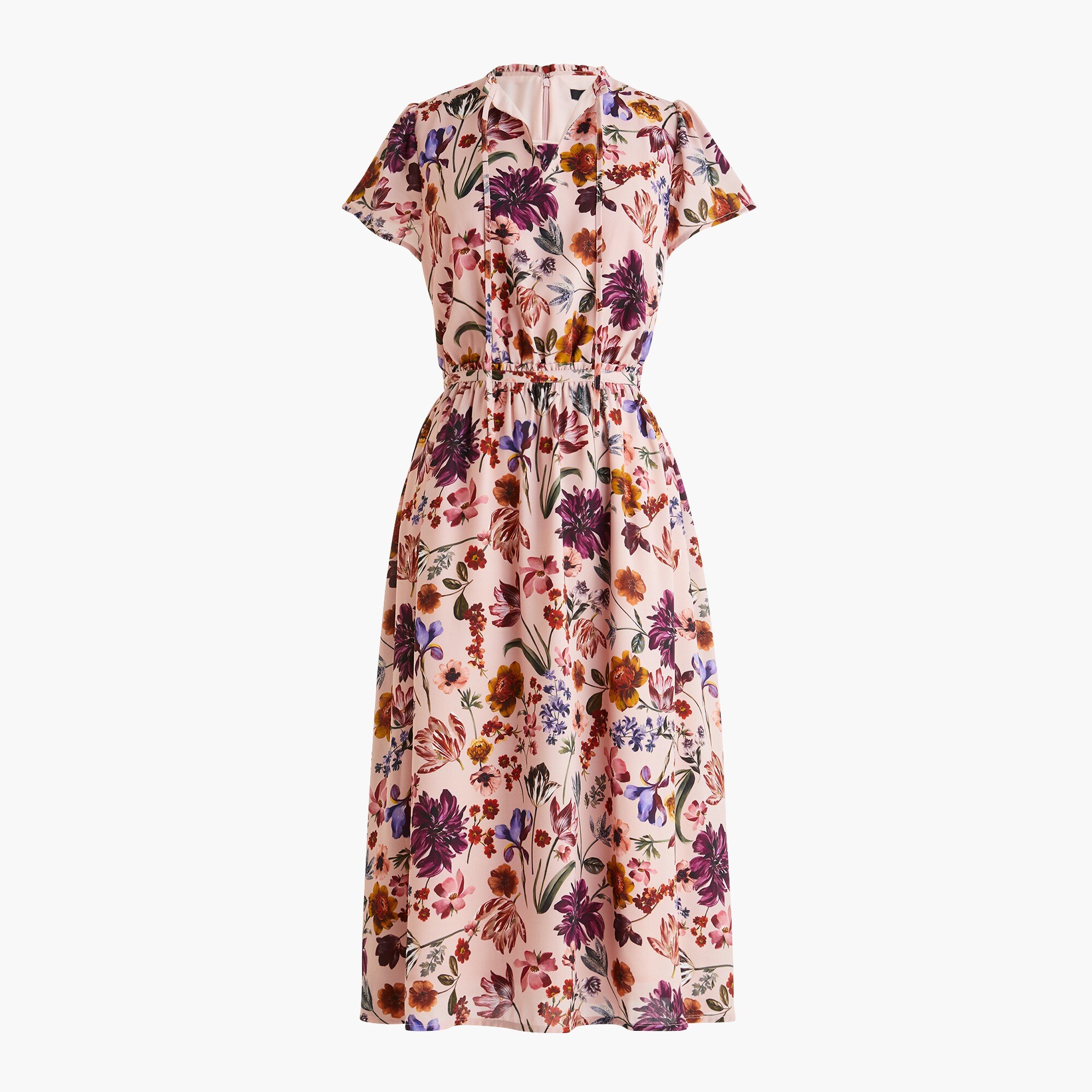 Short-sleeve Midi Dress In Dutch Floral 